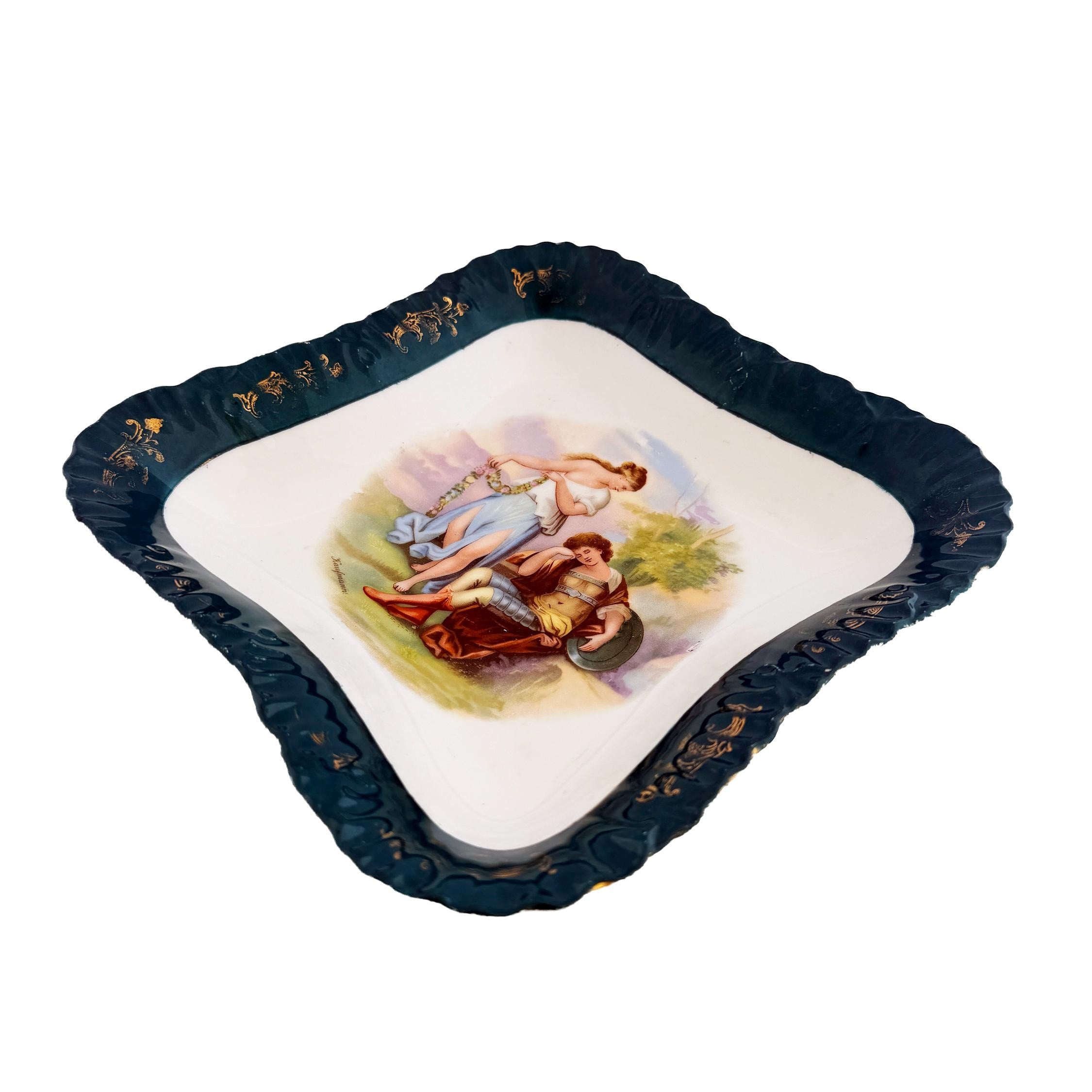 Victorian Cobalt Blue Cabinet Plate | Victoria Carlsbad Austria circa 1890 | Antique Wall Decor