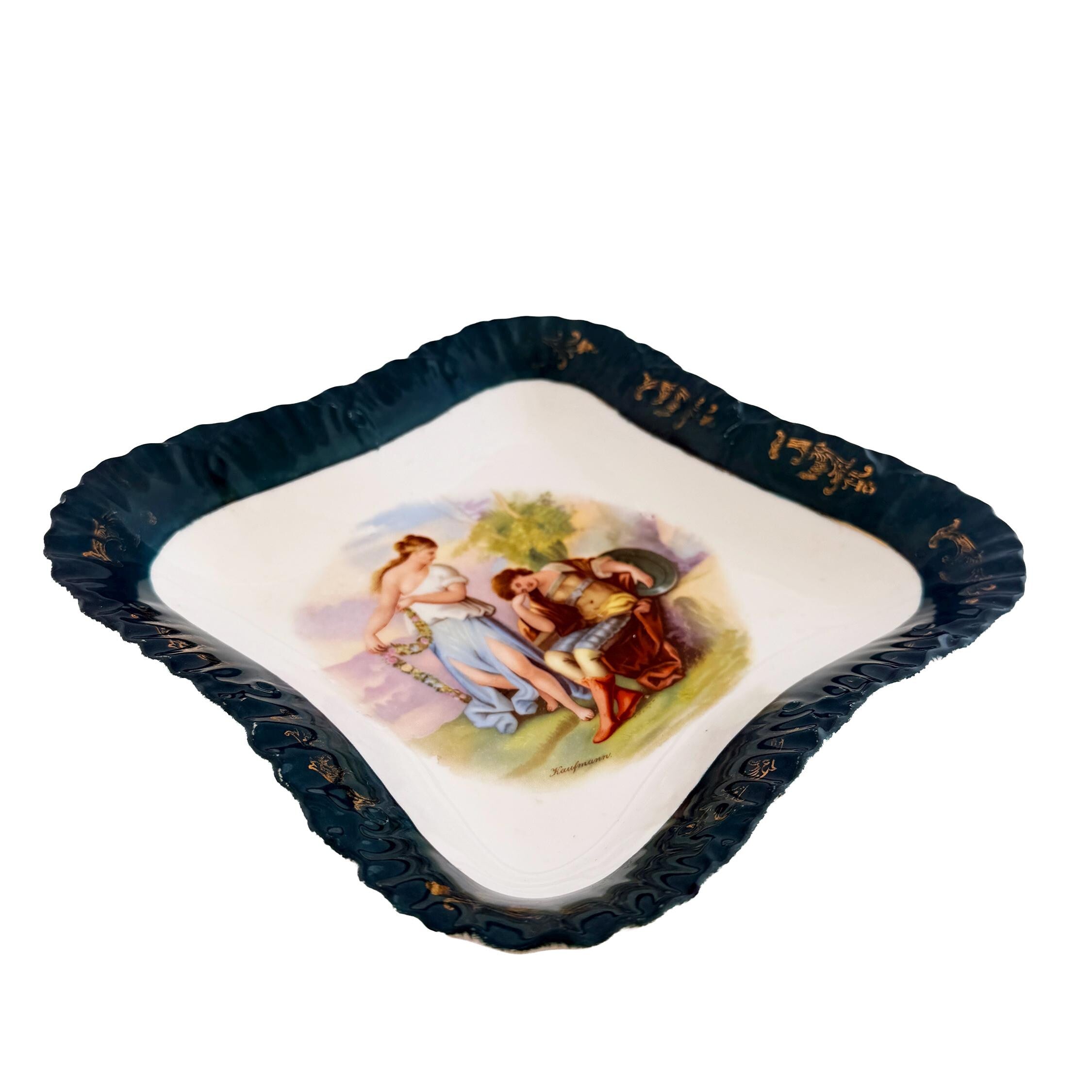 Victorian Cobalt Blue Cabinet Plate | Victoria Carlsbad Austria circa 1890 | Antique Wall Decor