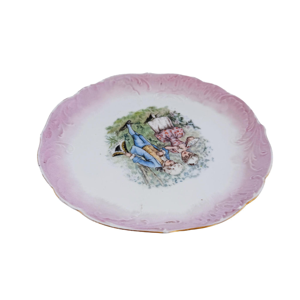 Antique Limoges Porcelain Cabinet Plate – Jean Pouyat, Pink Courting Scene