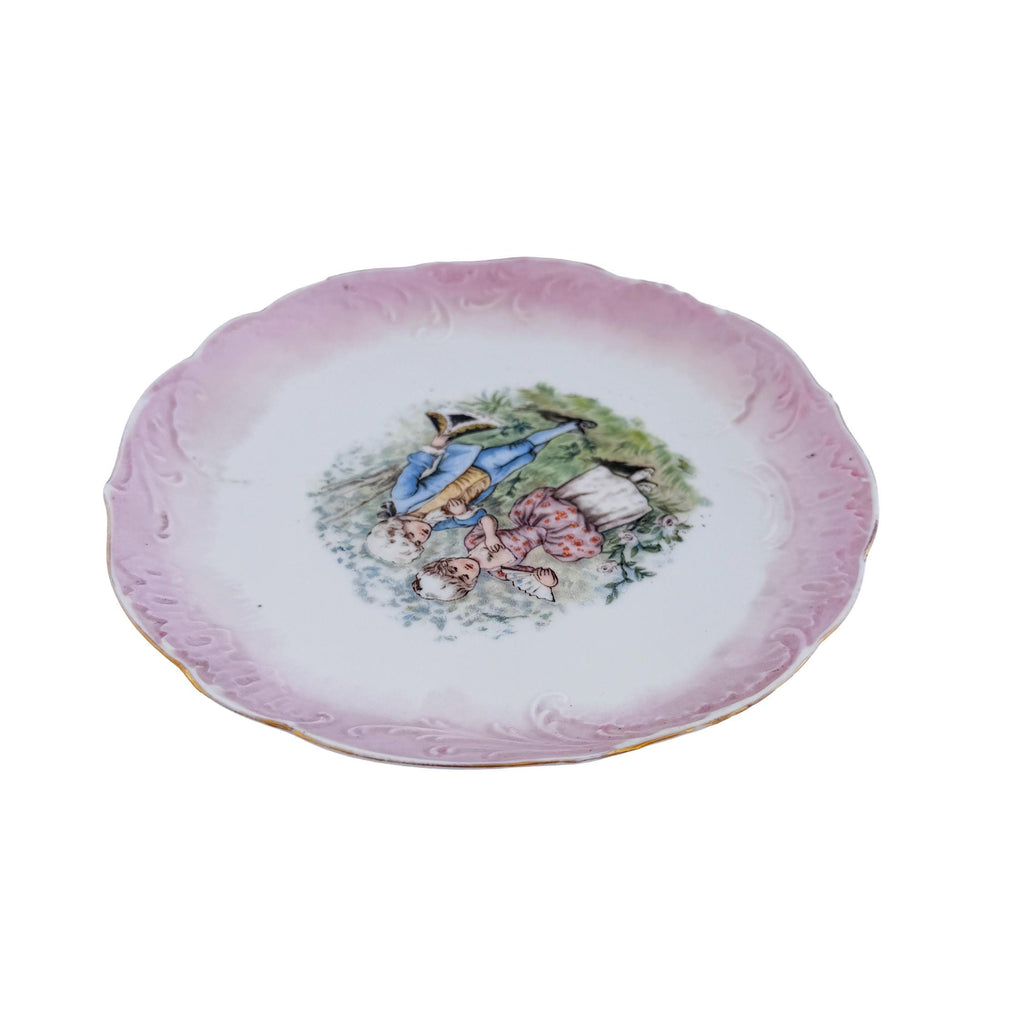 Antique Limoges Porcelain Cabinet Plate – Jean Pouyat, Pink Courting Scene