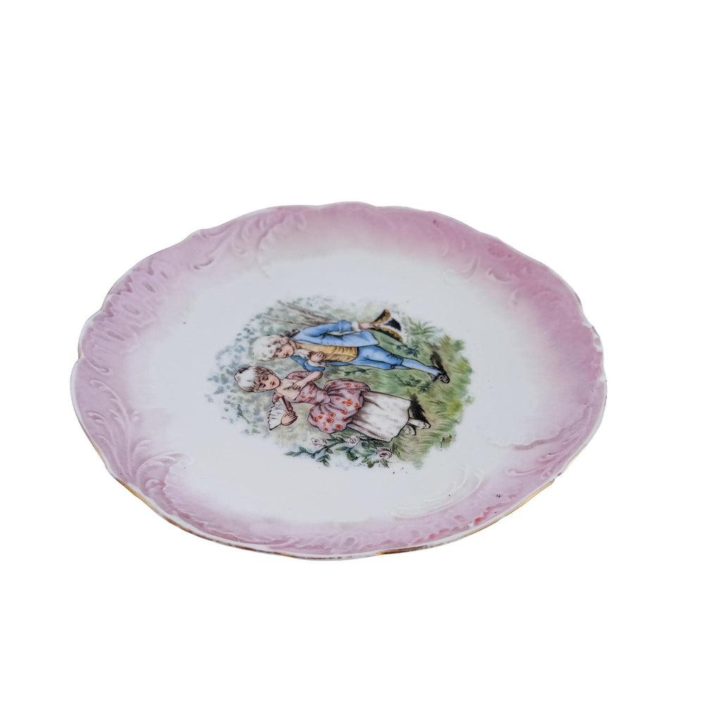 Antique Limoges Porcelain Cabinet Plate – Jean Pouyat, Pink Courting Scene