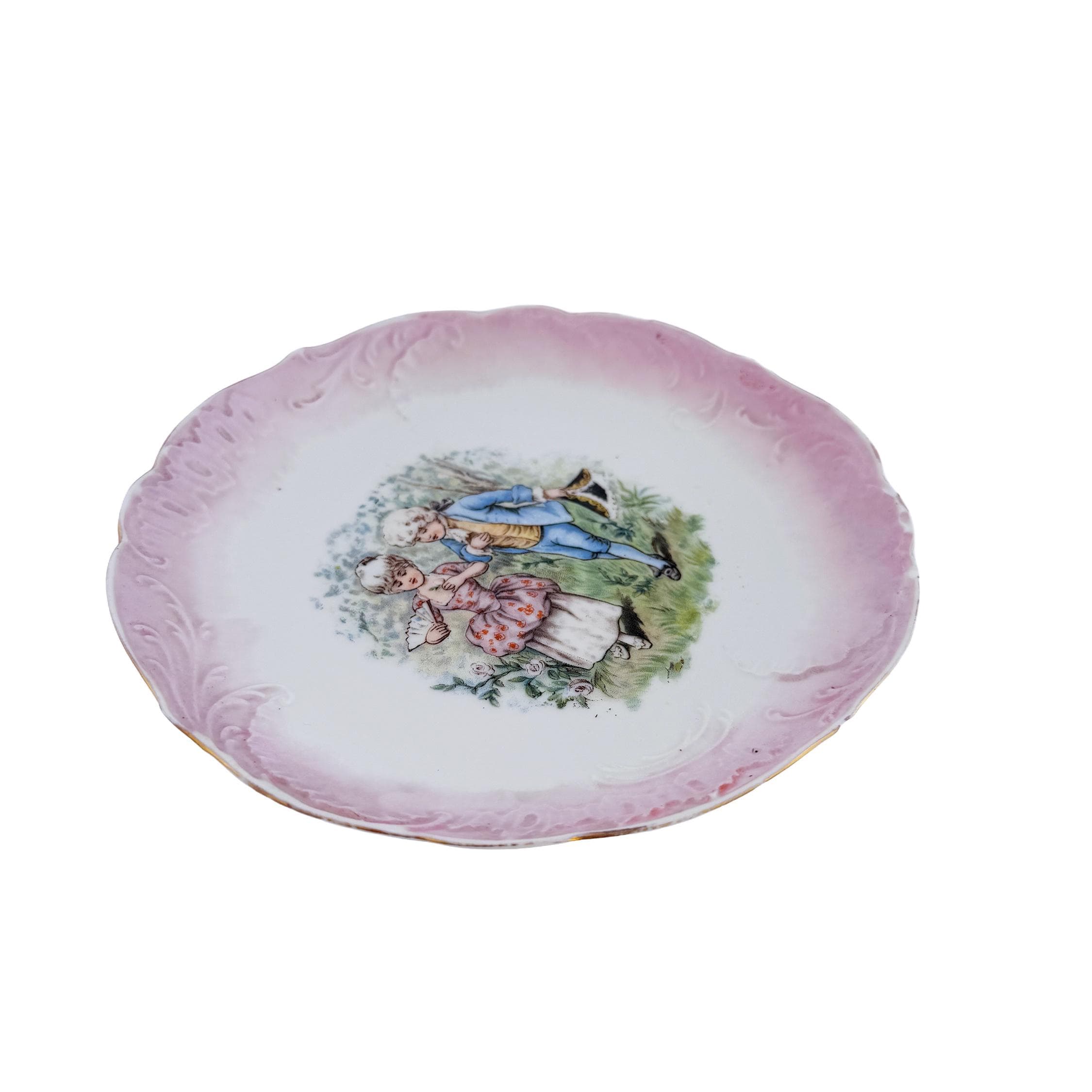 Antique Limoges Porcelain Cabinet Plate – Jean Pouyat, Pink Courting Scene