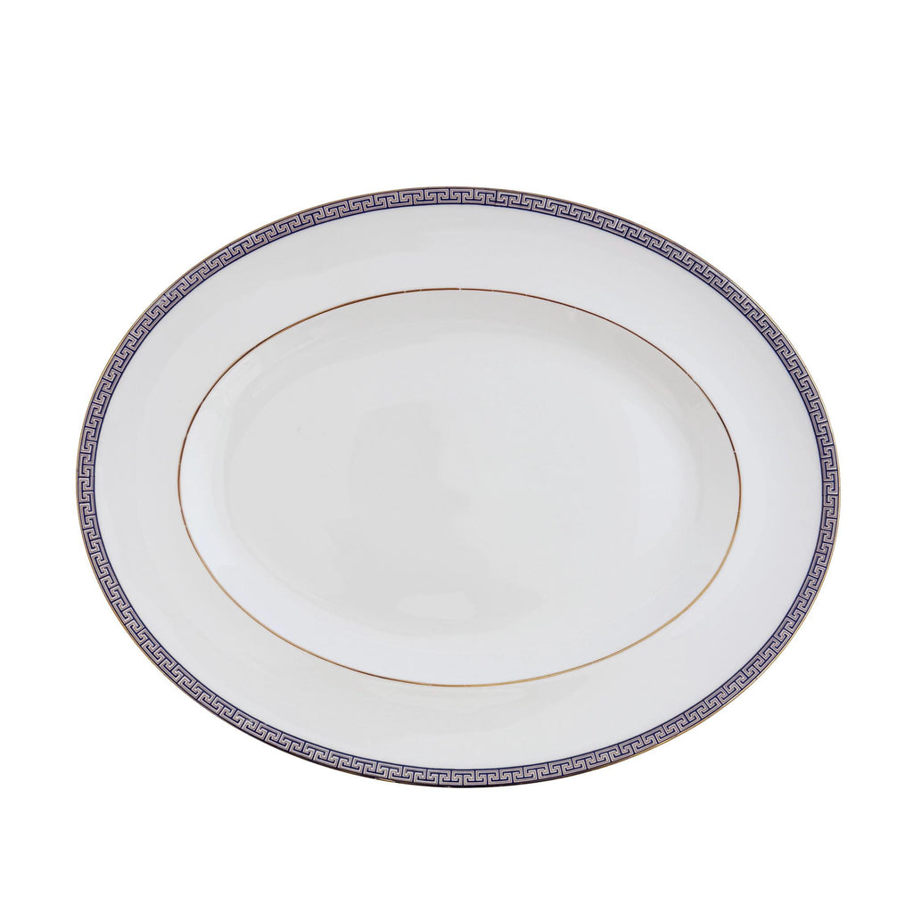 Wedgwood Palatia Bone China Serving Platter – Blue Greek Key, Made in England