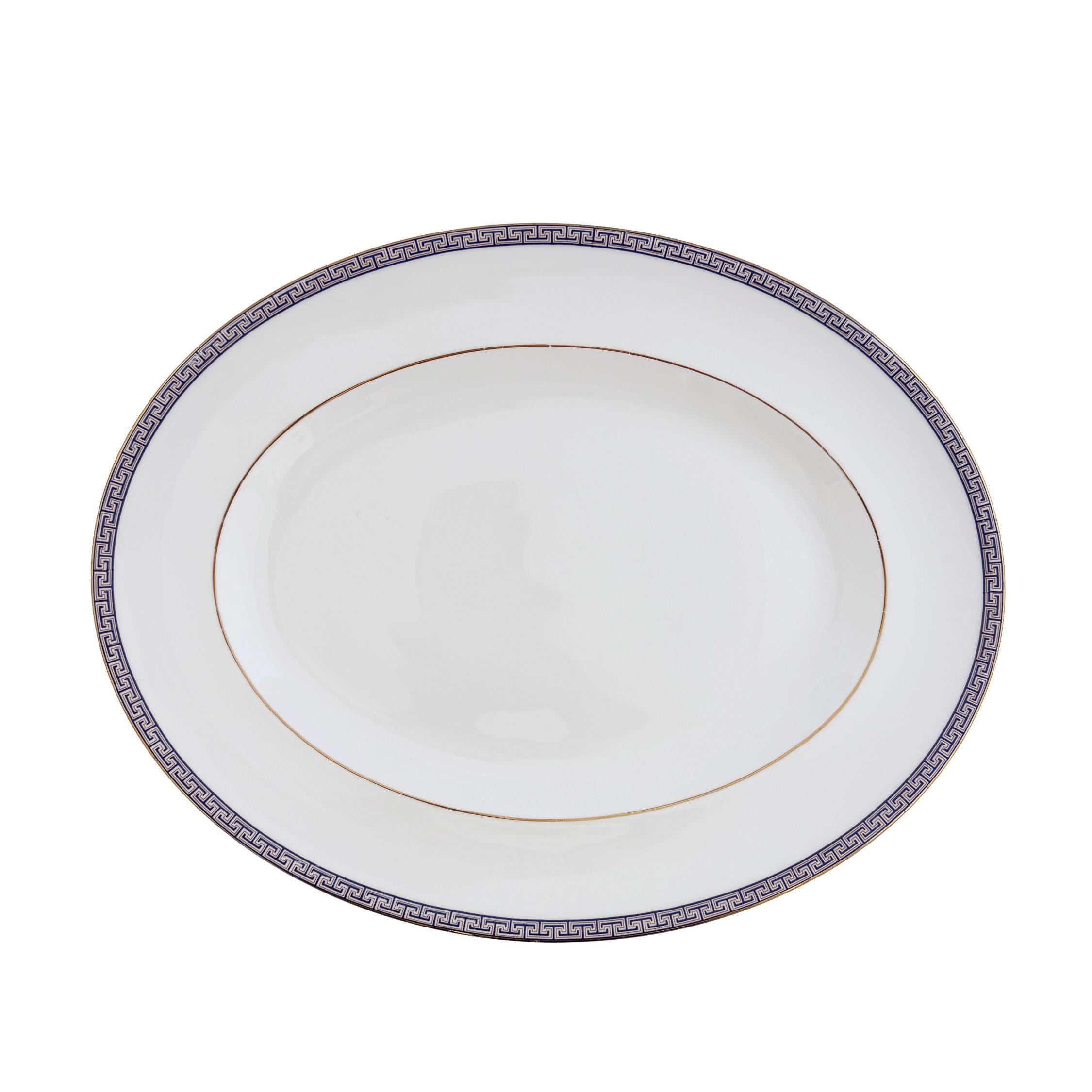 Wedgwood Palatia Bone China Serving Platter – Blue Greek Key, Made in England