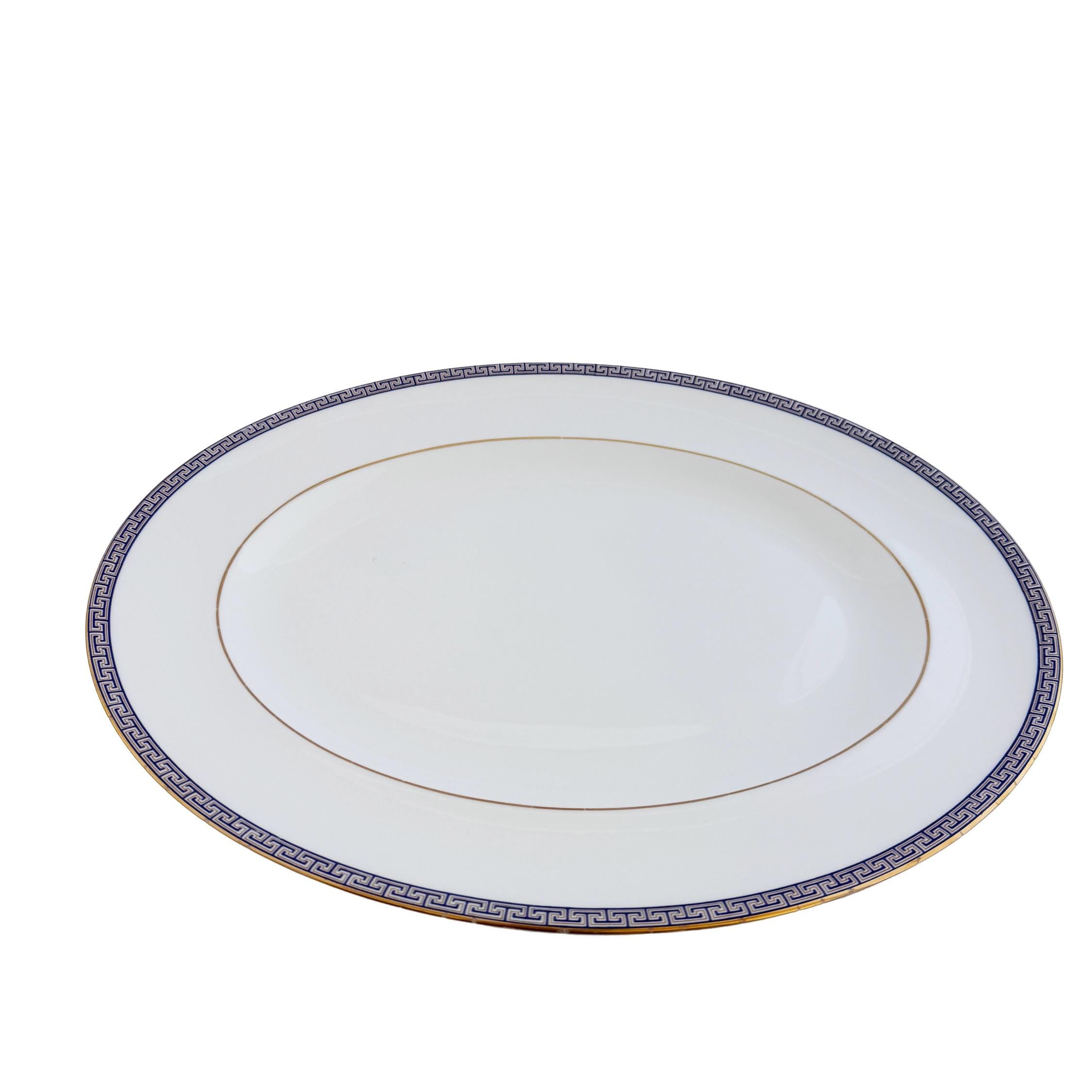 Wedgwood Palatia Bone China Serving Platter – Blue Greek Key, Made in England