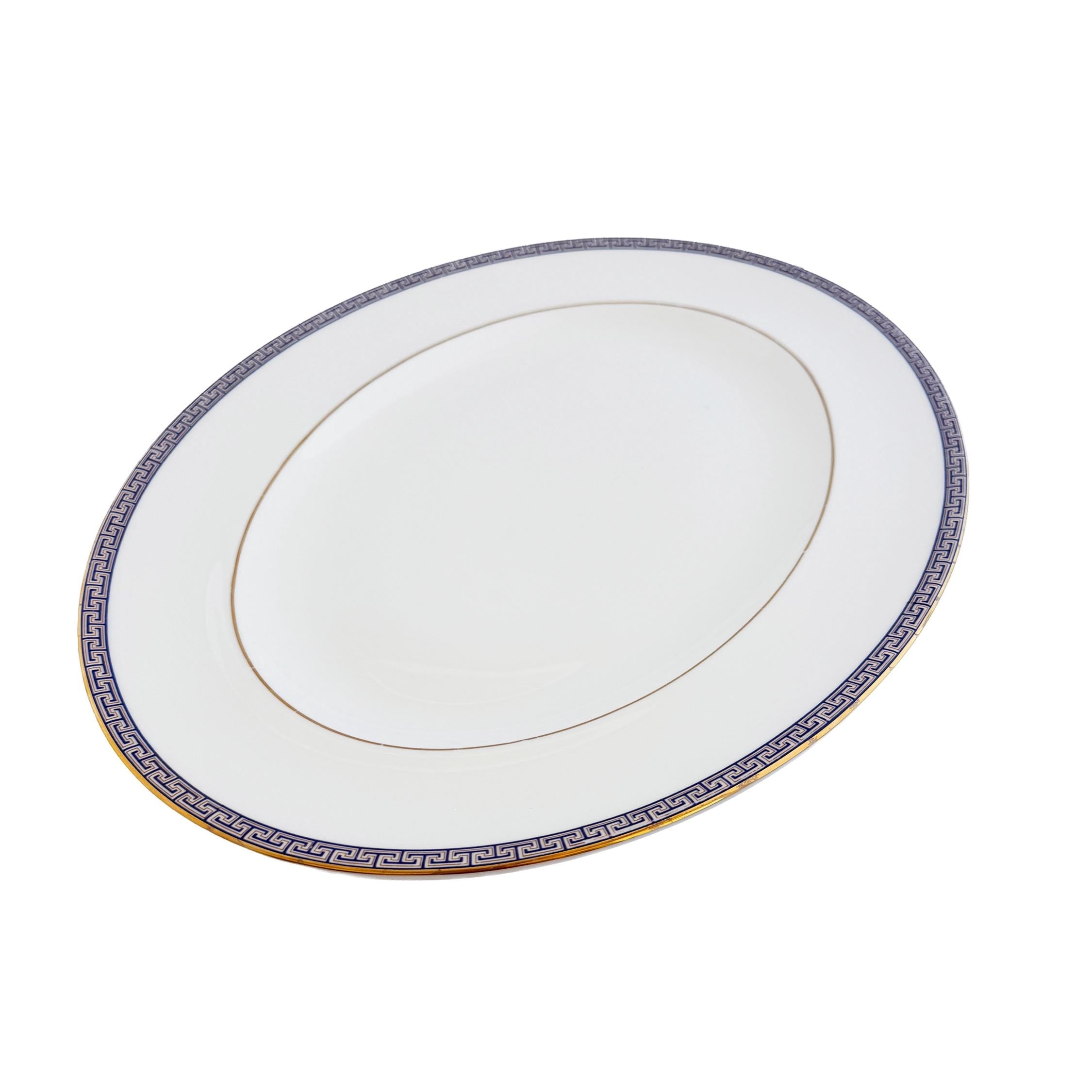 Wedgwood Palatia Bone China Serving Platter – Blue Greek Key, Made in England