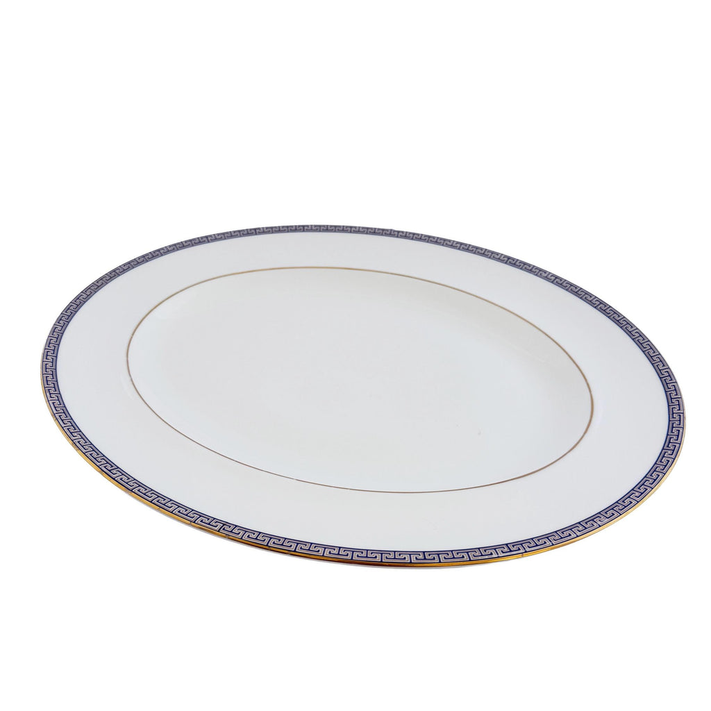 Wedgwood Palatia Bone China Serving Platter – Blue Greek Key, Made in England