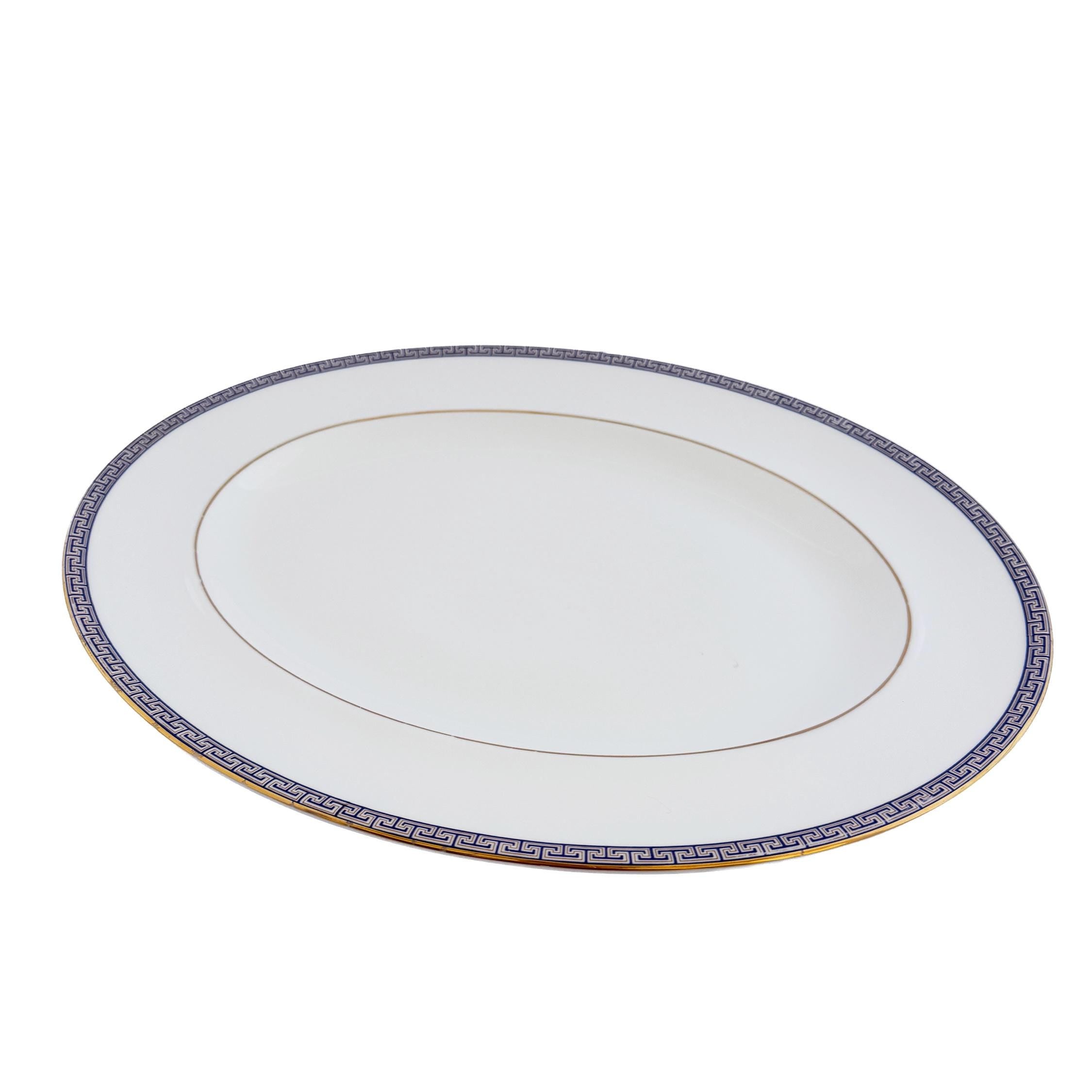 Wedgwood Palatia Bone China Serving Platter – Blue Greek Key, Made in England