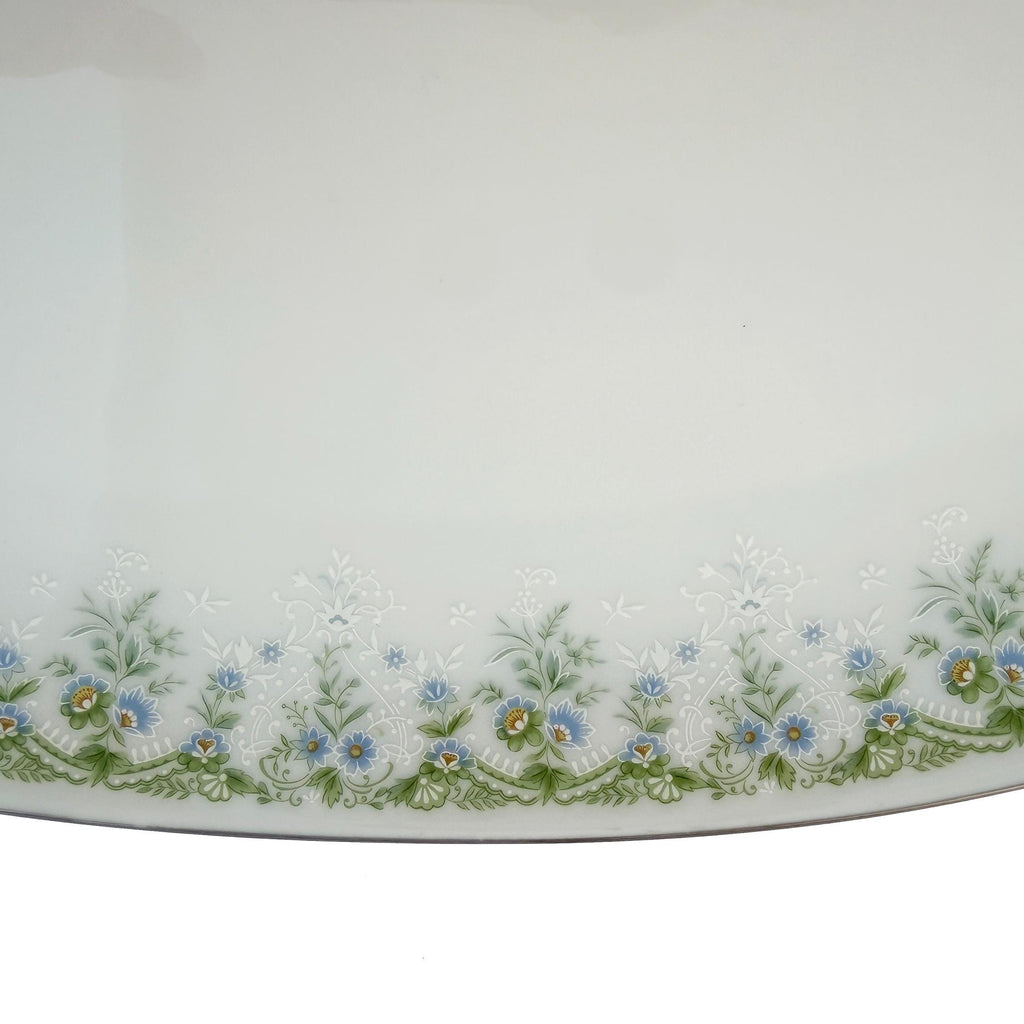 Vintage Noritake Dee Platter: Blue Green Floral Fine China Serving Dish (13"x9")