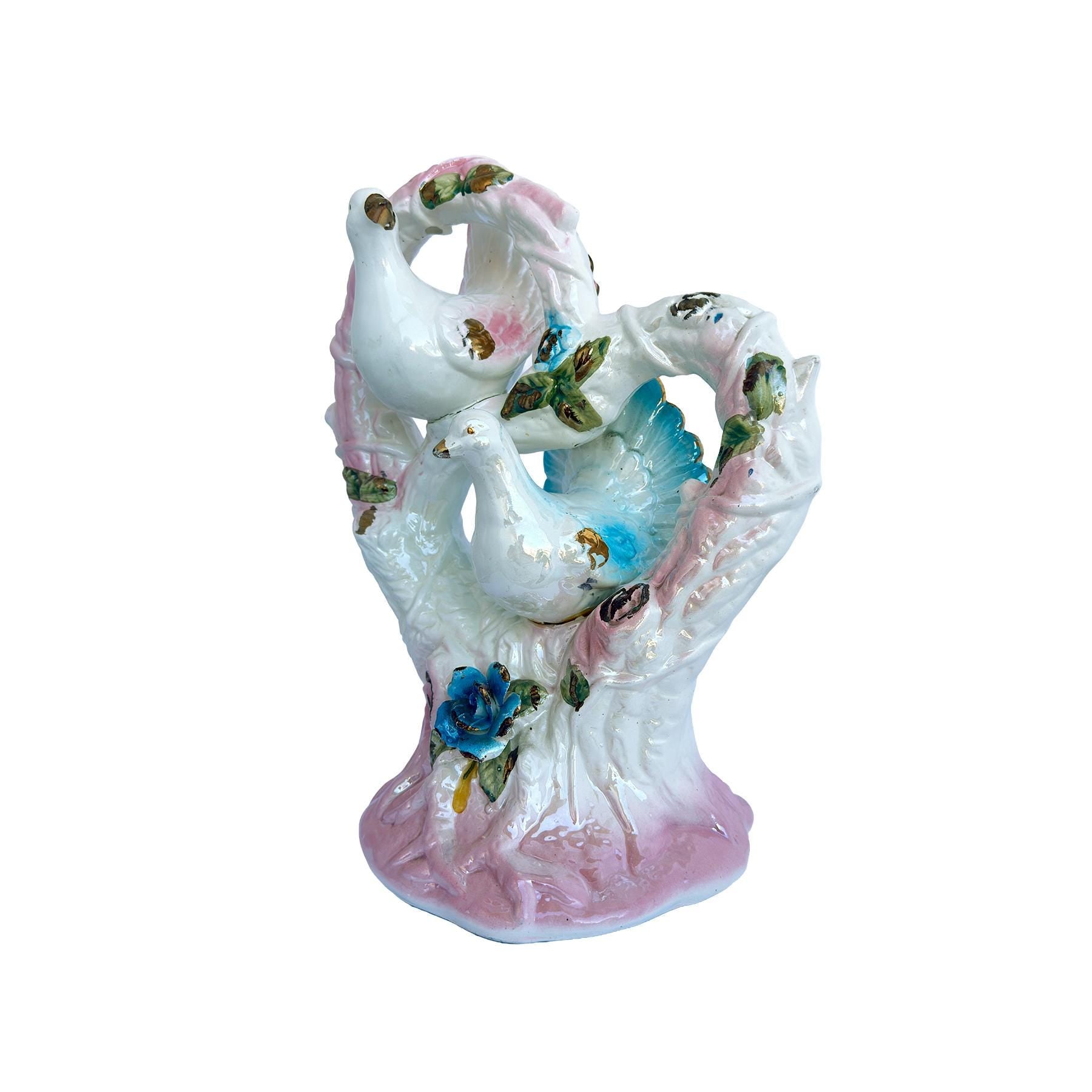 Vintage Ceramic Lovebirds Figurine | Romantic Mantel & Shelf Decor | Cottagecore Home Accent