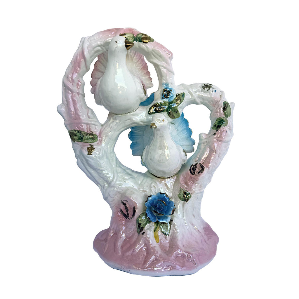 Vintage Ceramic Lovebirds Figurine | Romantic Mantel & Shelf Decor | Cottagecore Home Accent