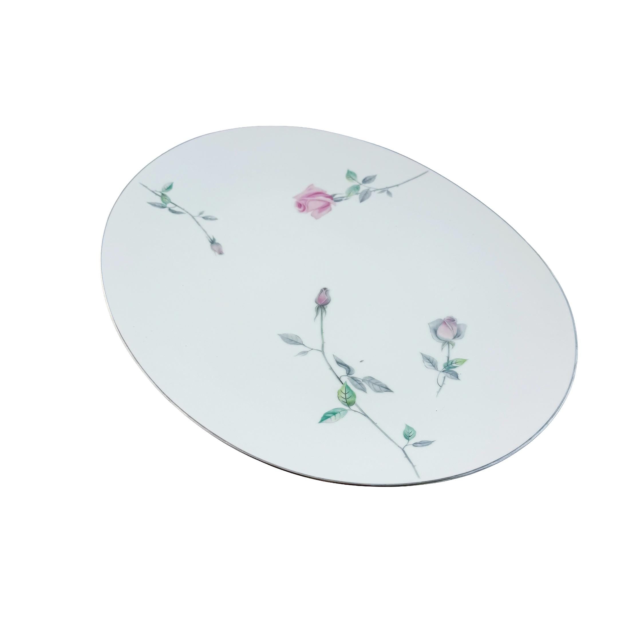 Vintage Sango Etude Pink Rose Oval Serving Platter 16"x12"