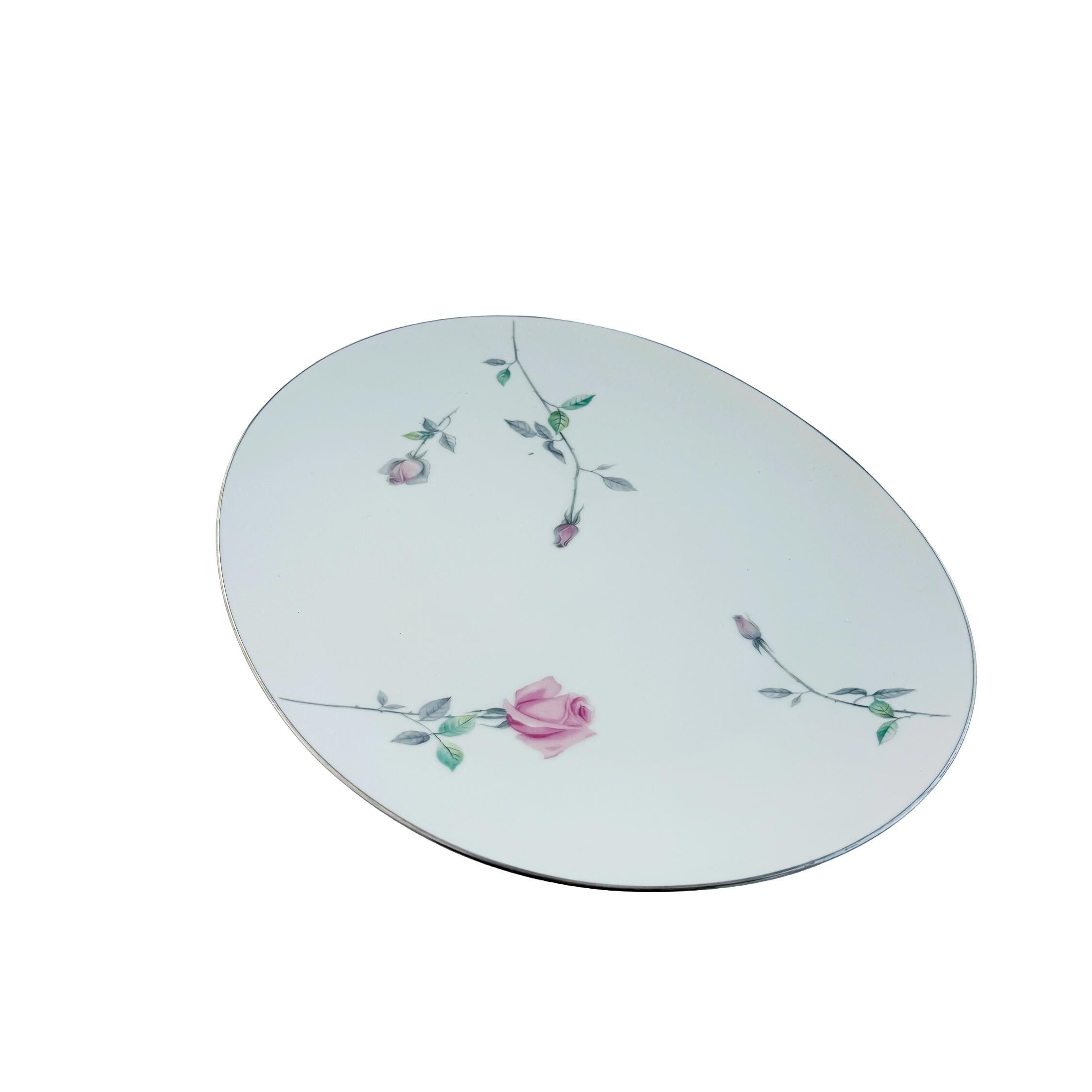 Vintage Sango Etude Pink Rose Oval Serving Platter 16"x12"