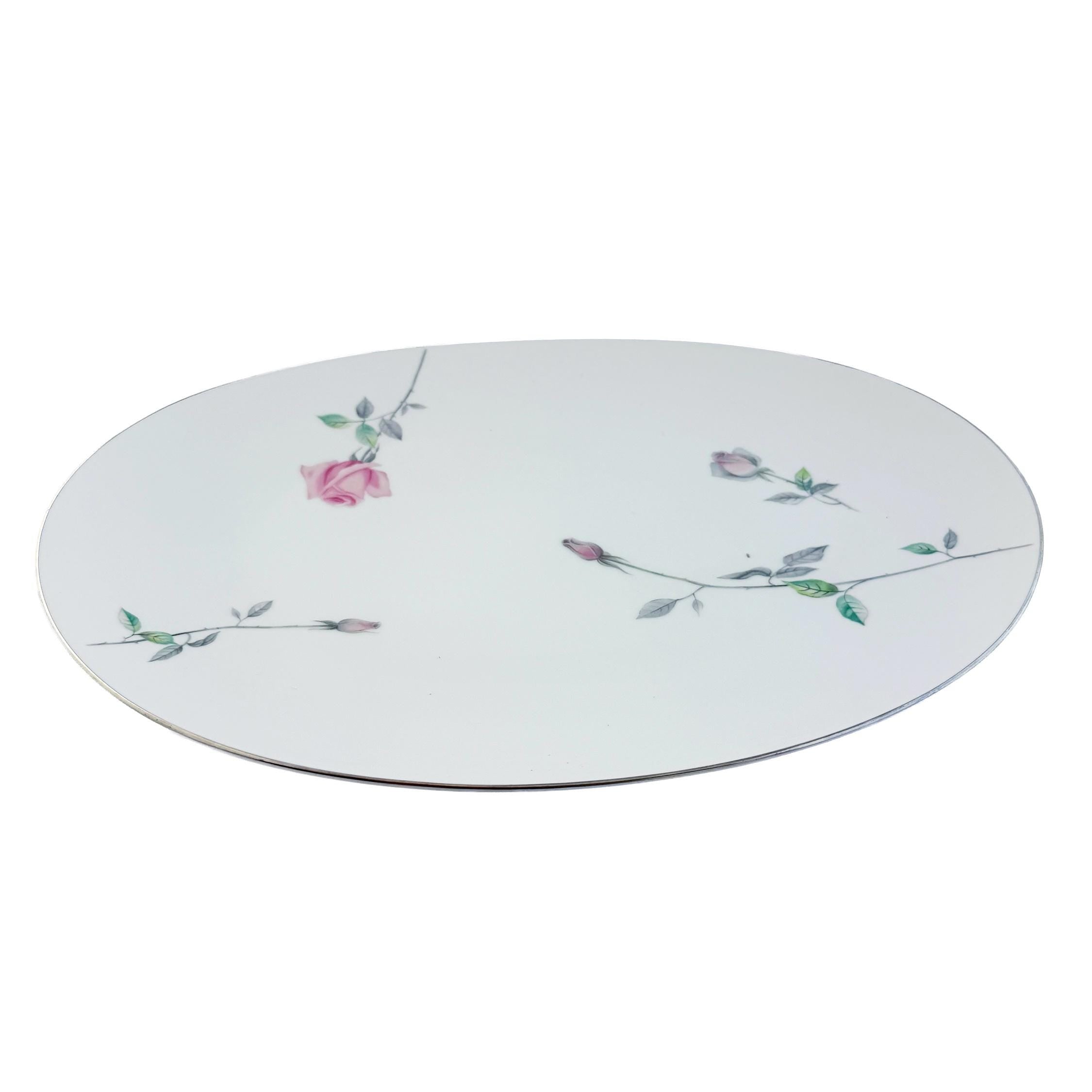 Vintage Sango Etude Pink Rose Oval Serving Platter 16"x12"