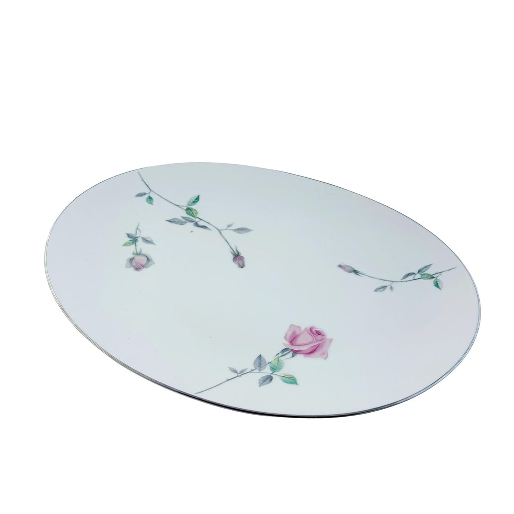 Vintage Sango Etude Pink Rose Oval Serving Platter 16"x12"