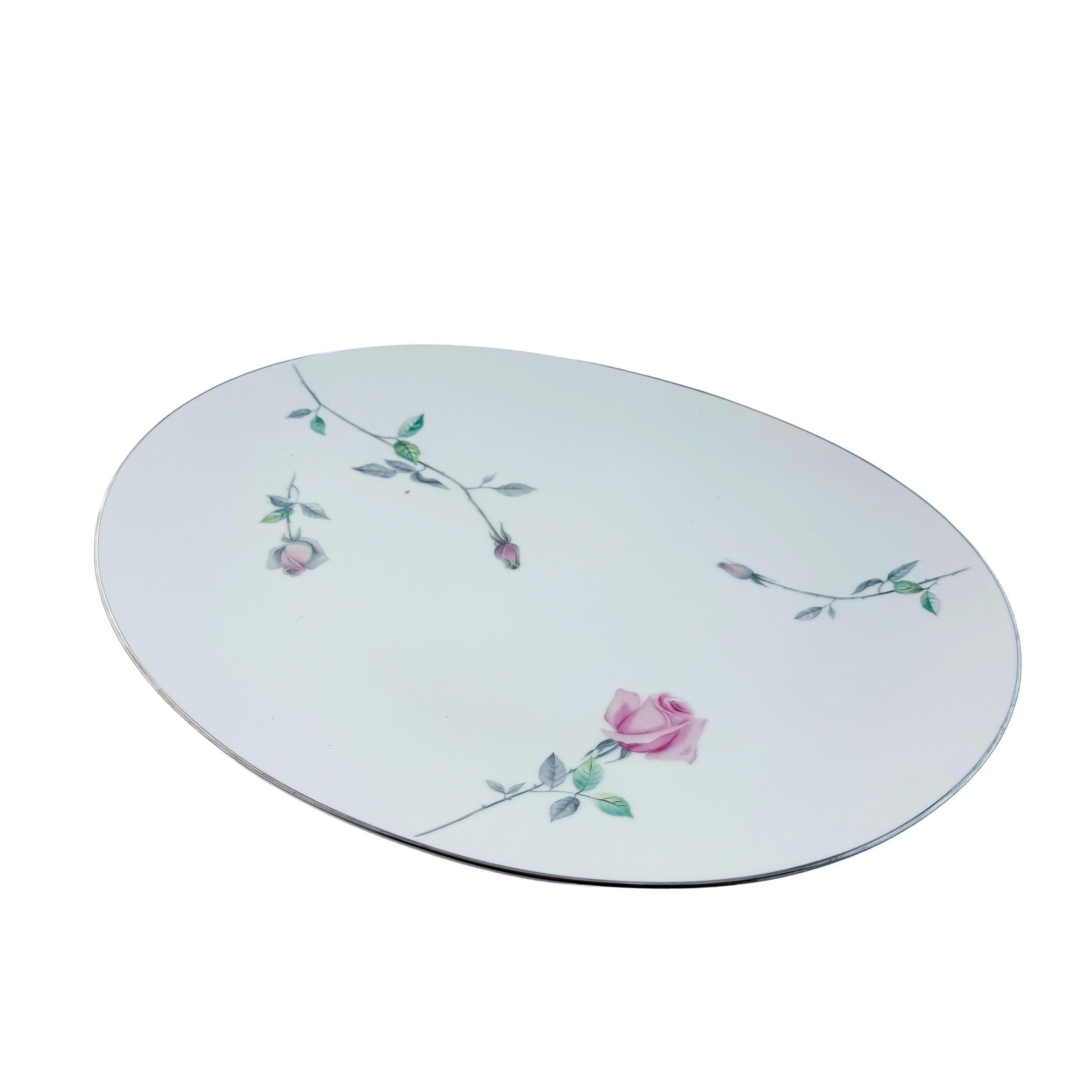 Vintage Sango Etude Pink Rose Oval Serving Platter 16"x12"