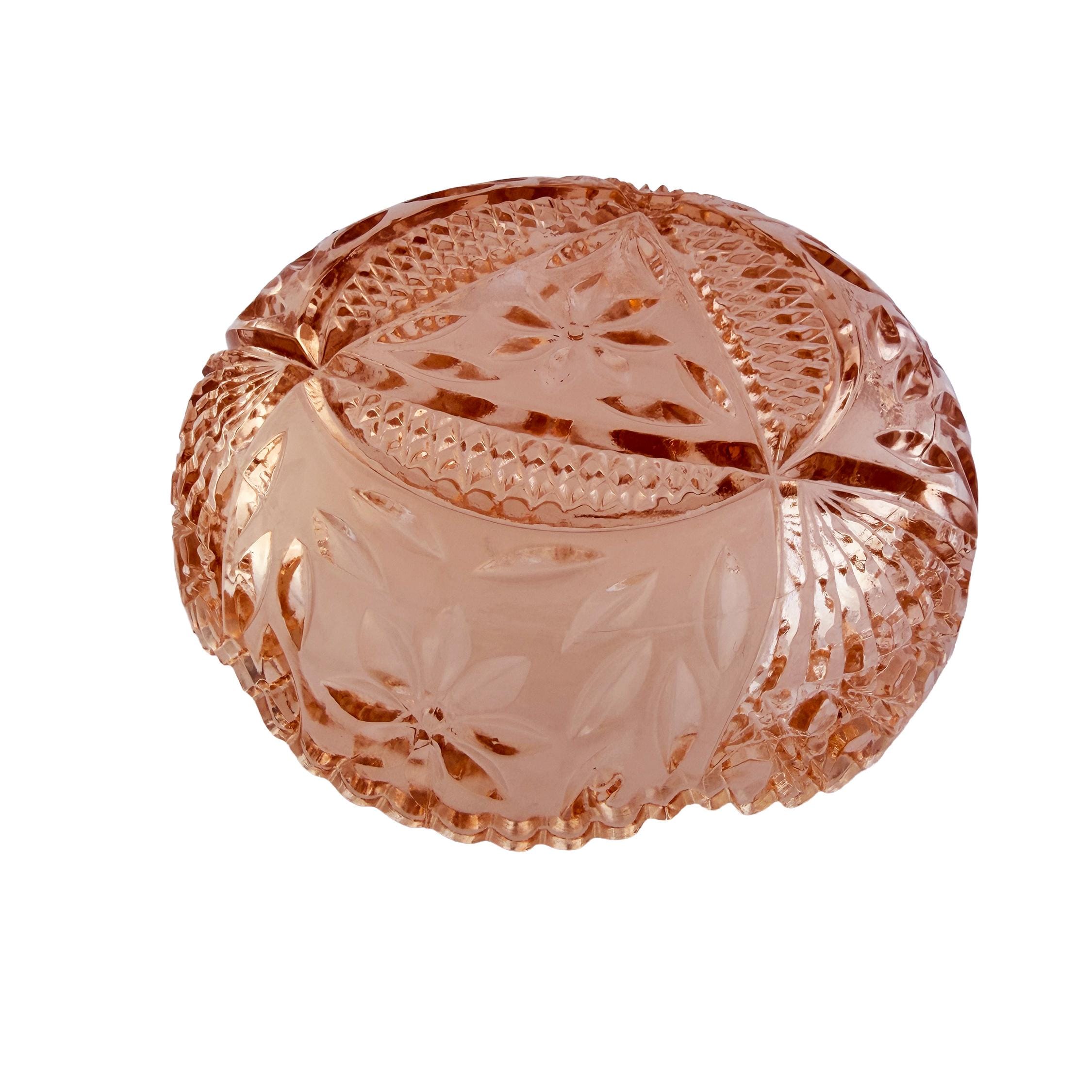 Vintage Pink Pressed Glass Bowl 8" | Depression Style Star & Fan Candy Dish | Cottagecore Decor