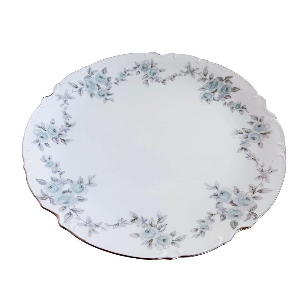 Vintage Mikasa Barbizon Fine China Serving Platter 12" | Blue Floral Chop Plate | Japan