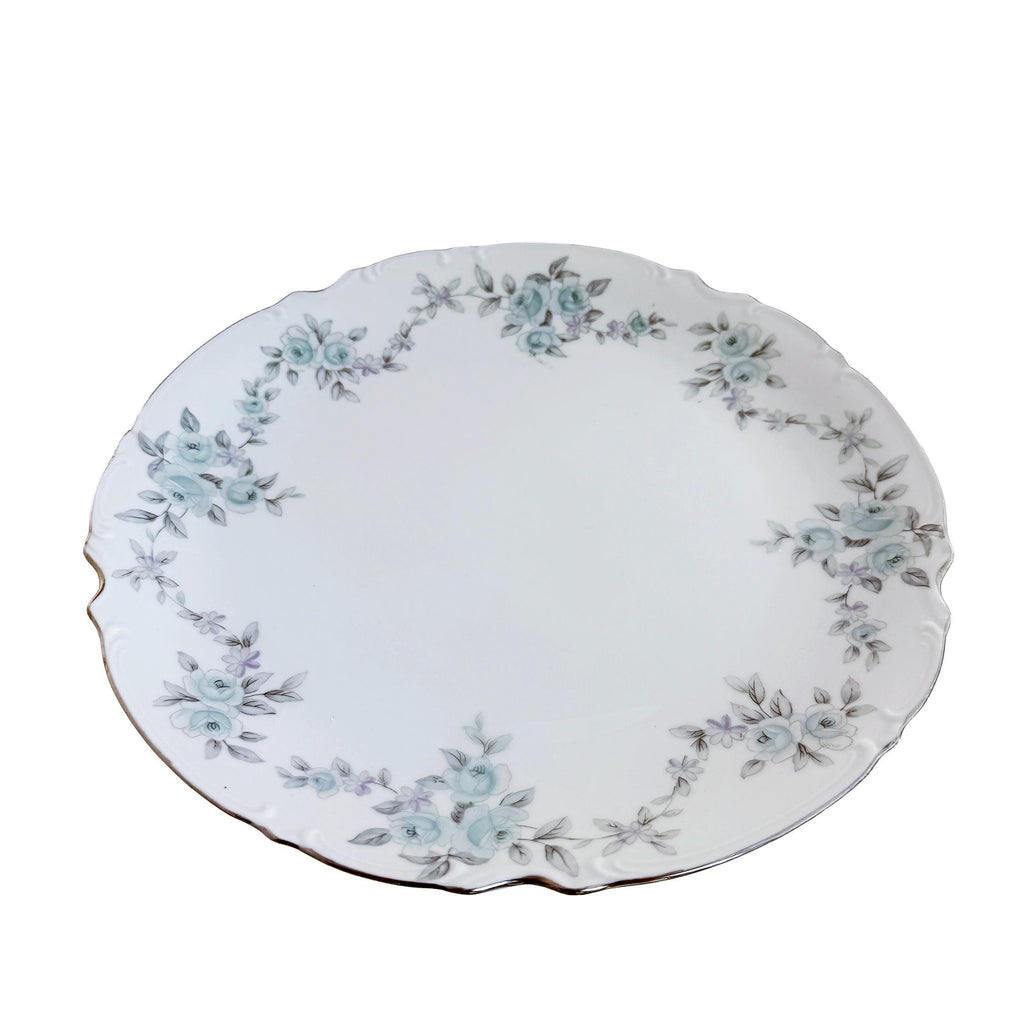 Vintage Mikasa Barbizon Fine China Serving Platter 12" | Blue Floral Chop Plate | Japan