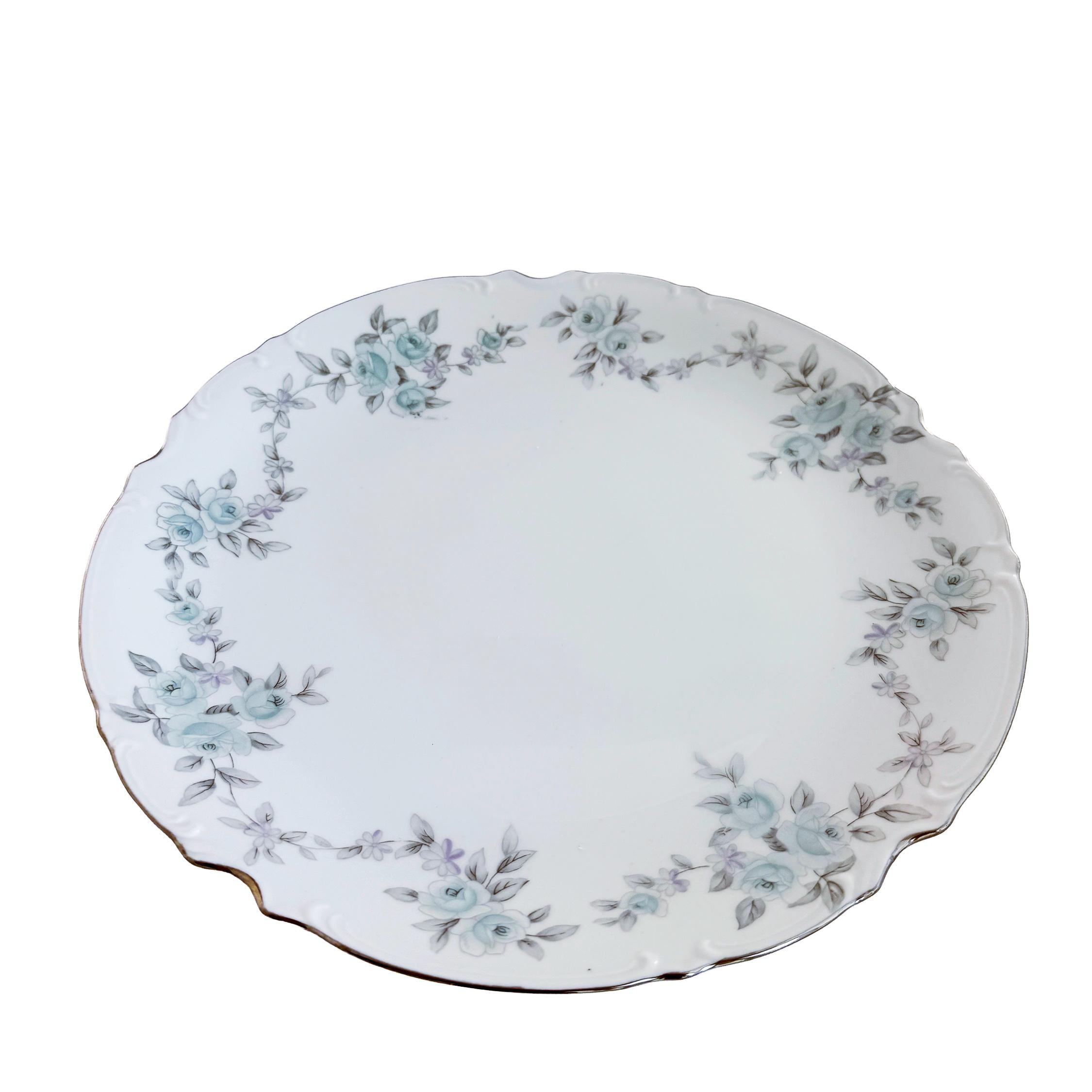 Vintage Mikasa Barbizon Fine China Serving Platter 12" | Blue Floral Chop Plate | Japan