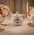Early 20th Century Pink Rose Porcelain Lidded Sugar Bowl with Gold Trim