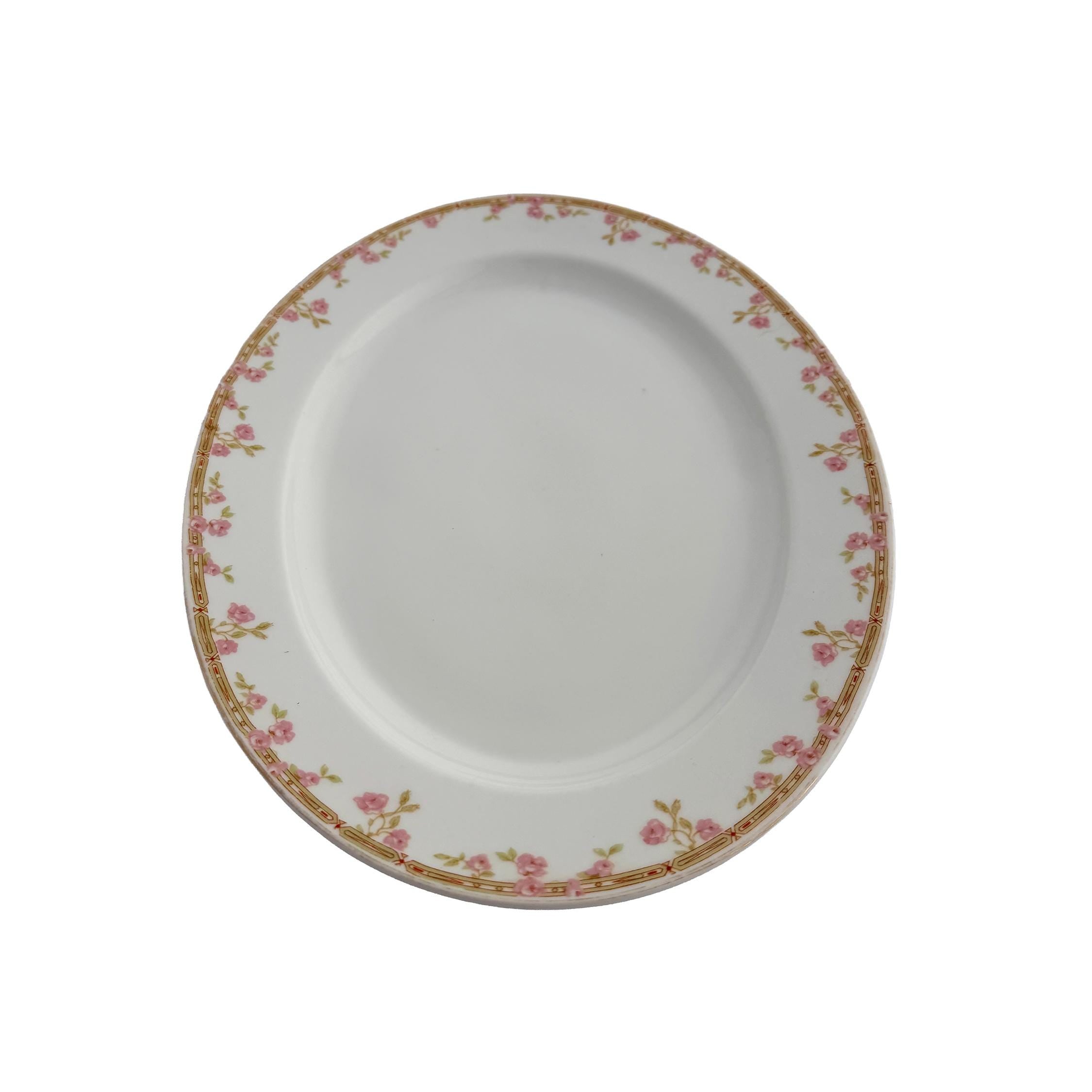 Antique J&C Bavaria Oval Serving Platter 14" | Pink Rose Gold Greek Key | Jaeger & Co China