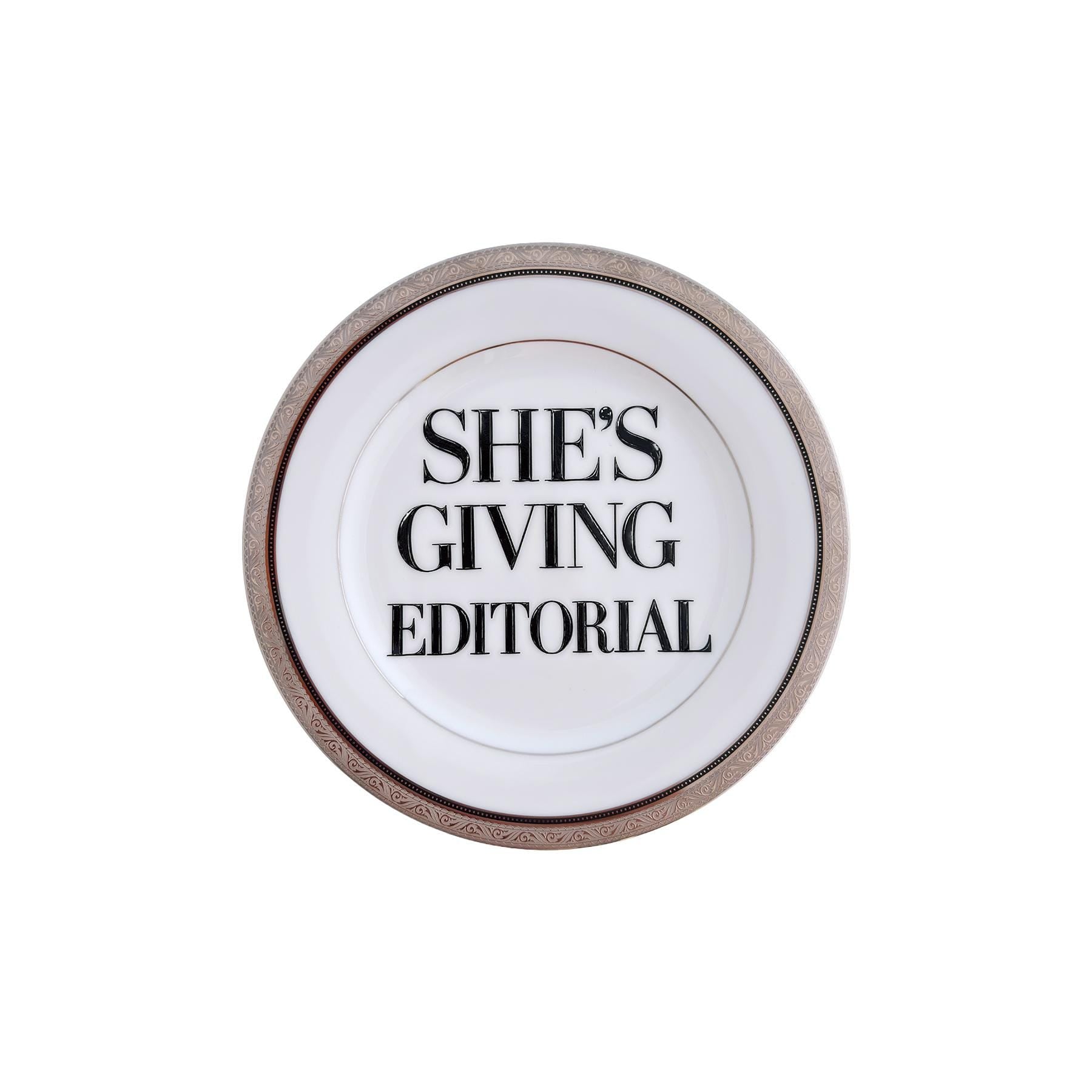 She’s Giving Editorial – Vintage Noritake China Fashion Plate | Platinum Decor | Bold Fashion Wall Art