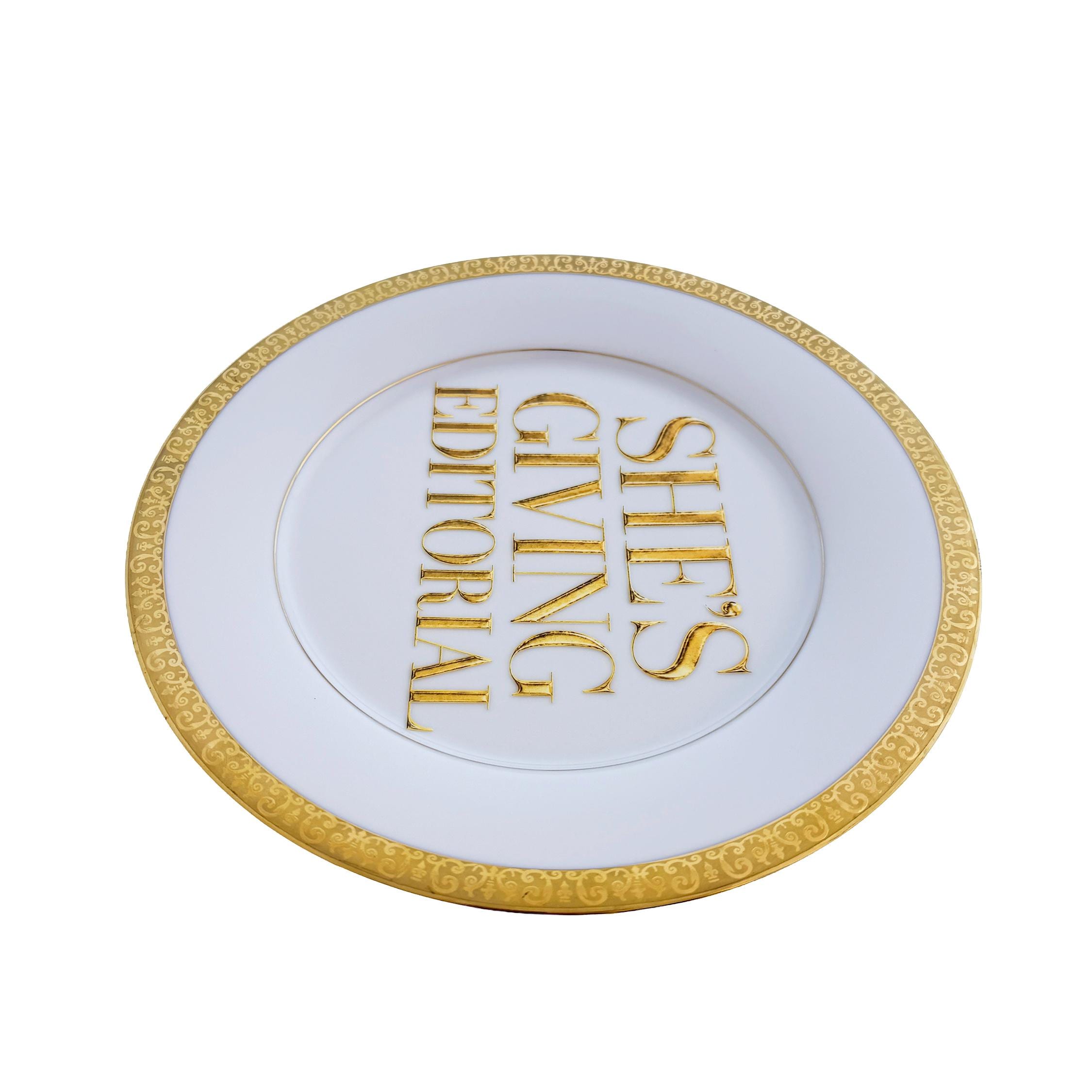 She’s Giving Editorial – Vintage Porcelain Fashion Wall Art Plate | Gold Decor | Bold Wall Art