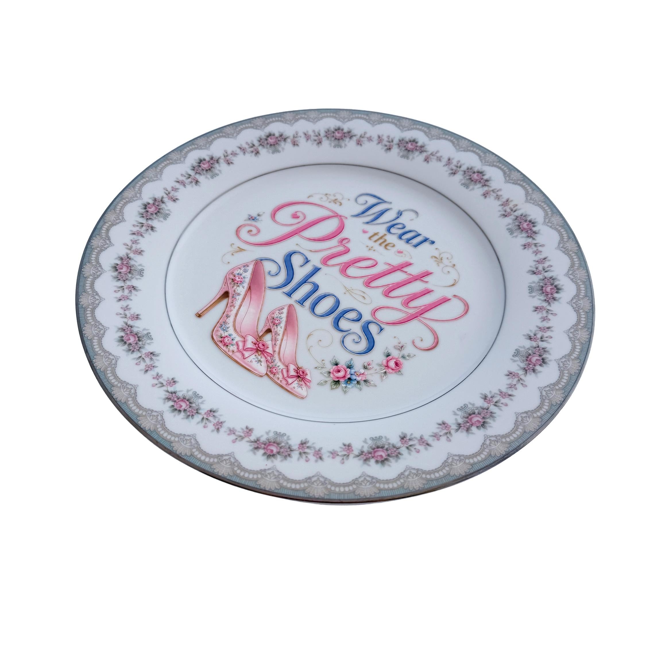Wear the Pretty Shoes – Vintage China Fashion Wall Art Plate | Shoe Lover Gift | Maximalist Decor