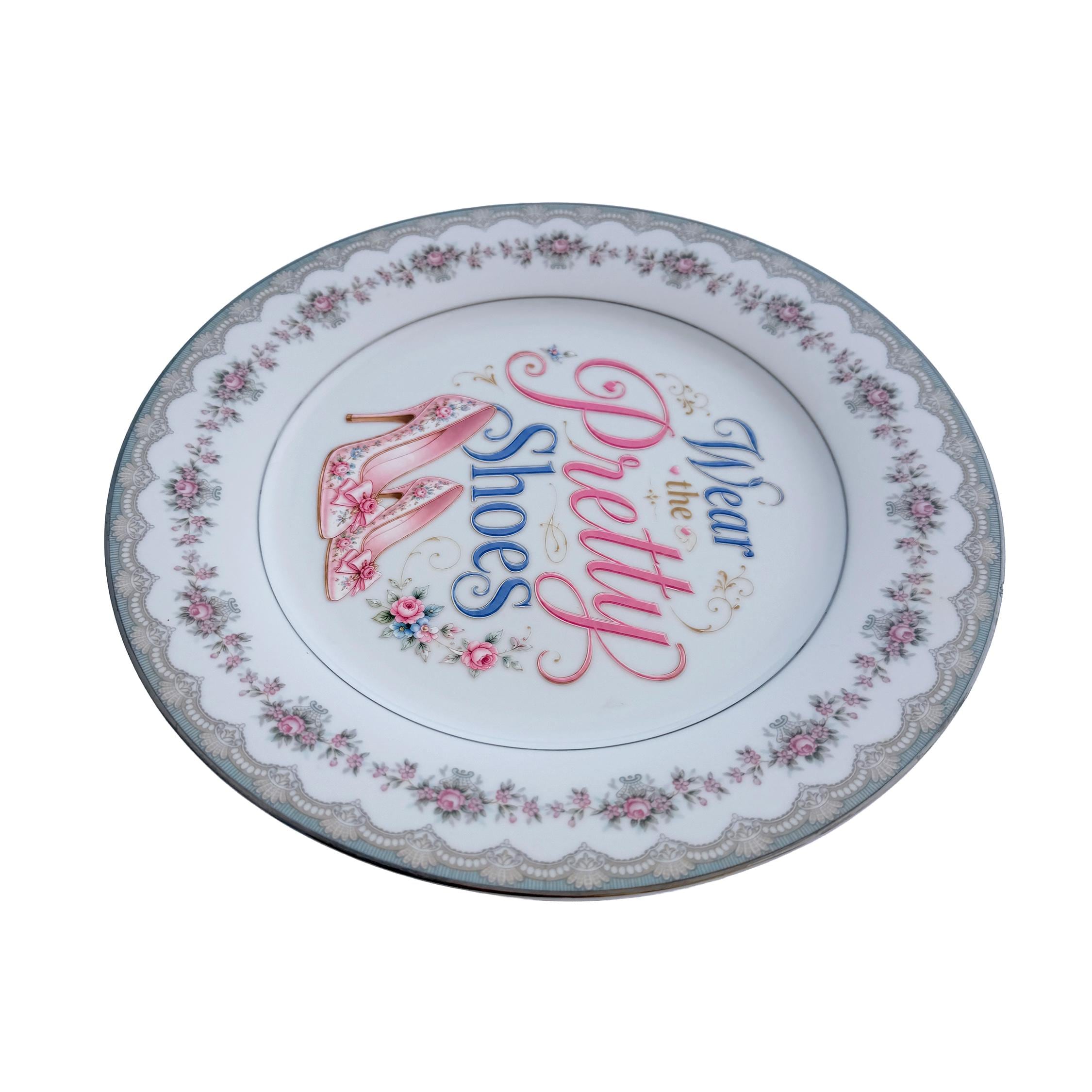 Wear the Pretty Shoes – Vintage China Fashion Wall Art Plate | Shoe Lover Gift | Maximalist Decor