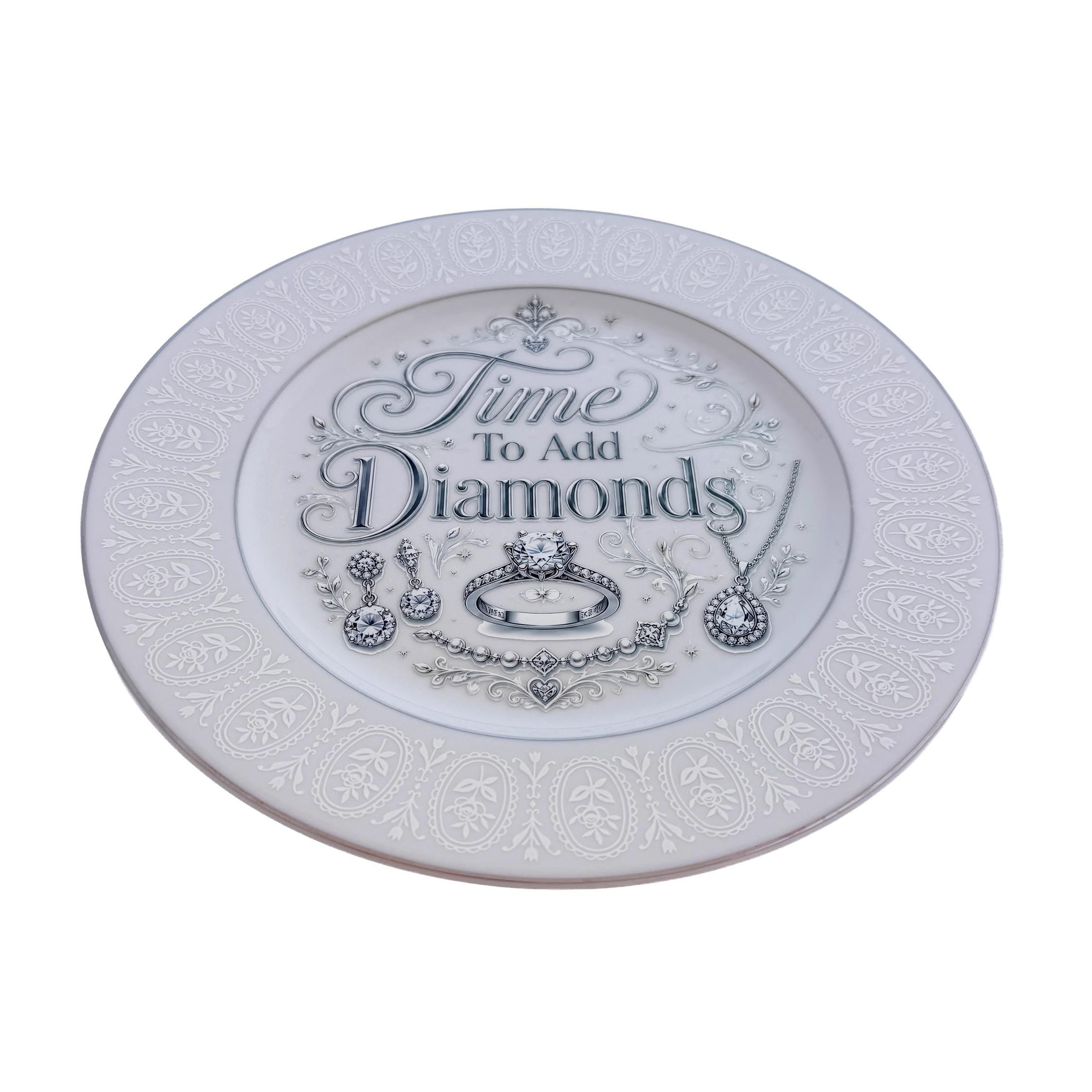 Time to Add Diamonds – Vintage China Fashion Wall Art Plate | Jewelry Decor | Maximalist Wall Art
