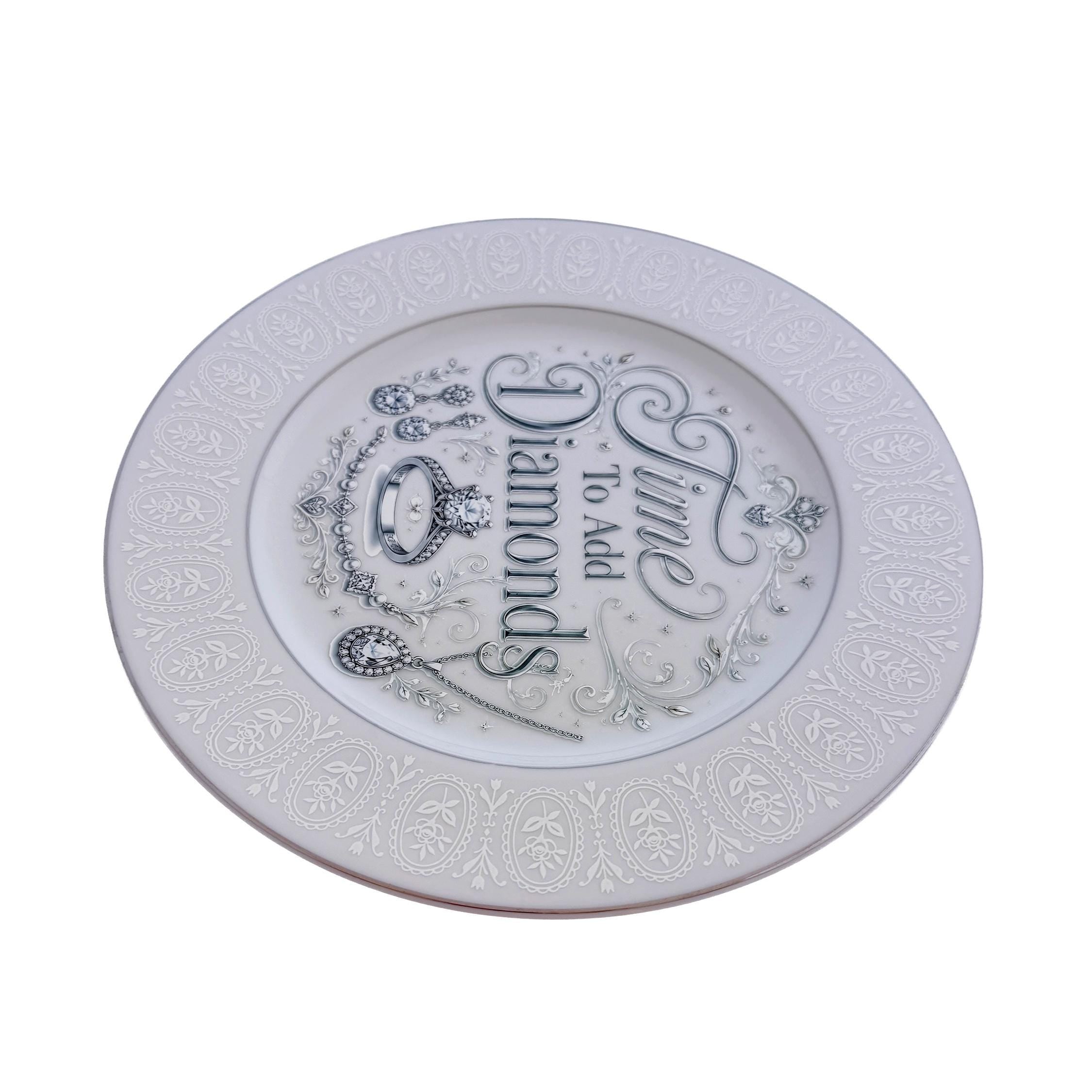 Time to Add Diamonds – Vintage China Fashion Wall Art Plate | Jewelry Decor | Maximalist Wall Art