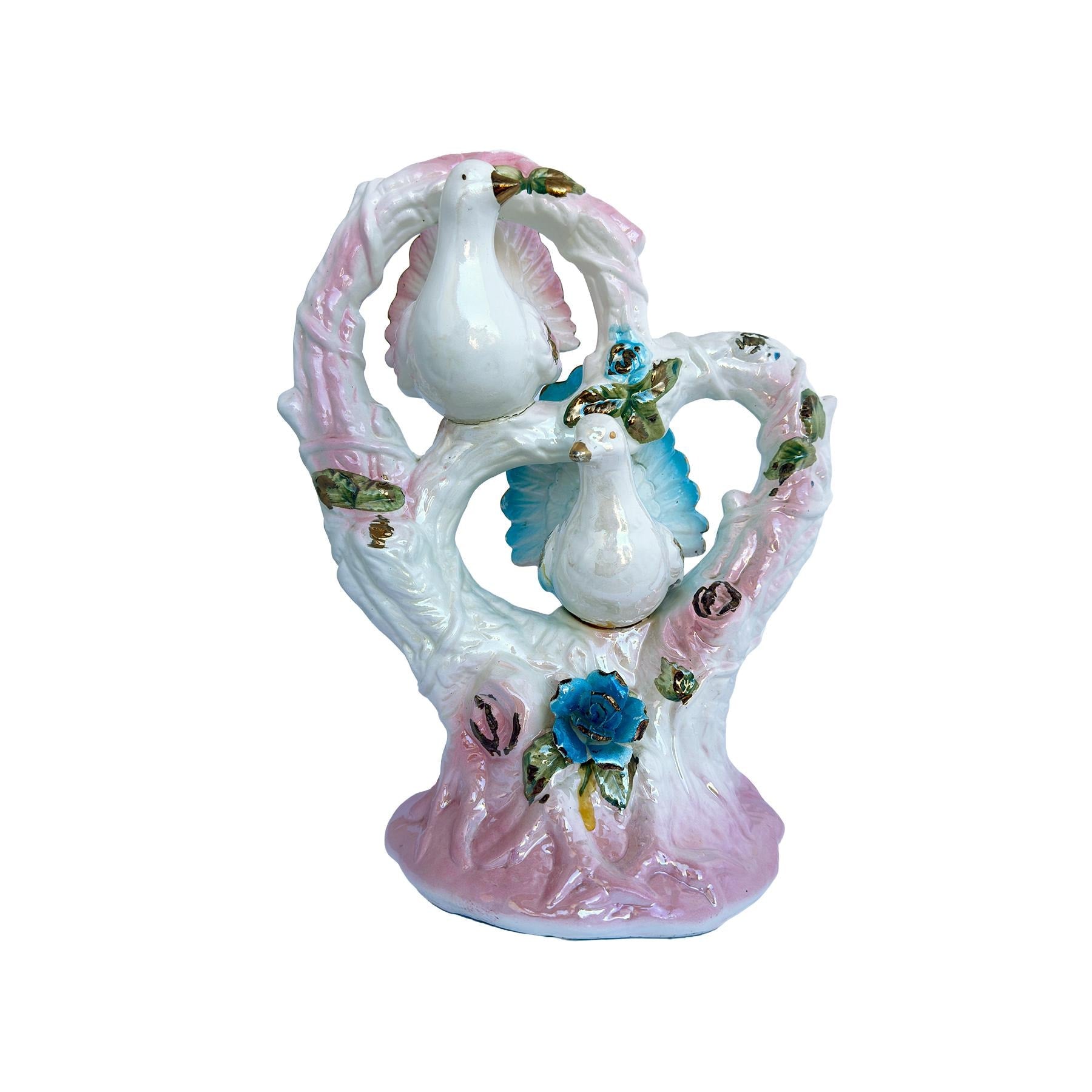 Vintage Ceramic Lovebirds Figurine | Romantic Mantel & Shelf Decor | Cottagecore Home Accent