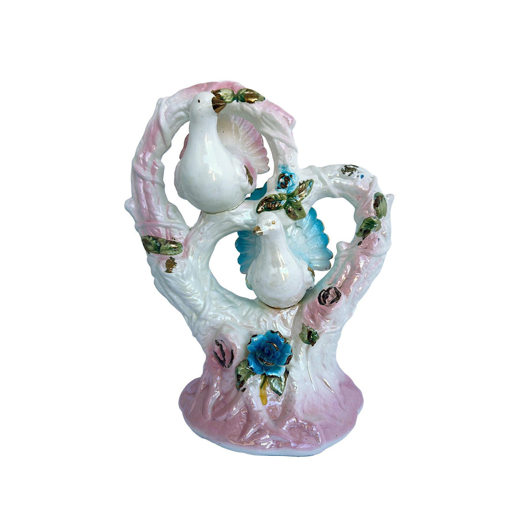 Vintage Ceramic Lovebirds Figurine | Romantic Mantel & Shelf Decor | Cottagecore Home Accent