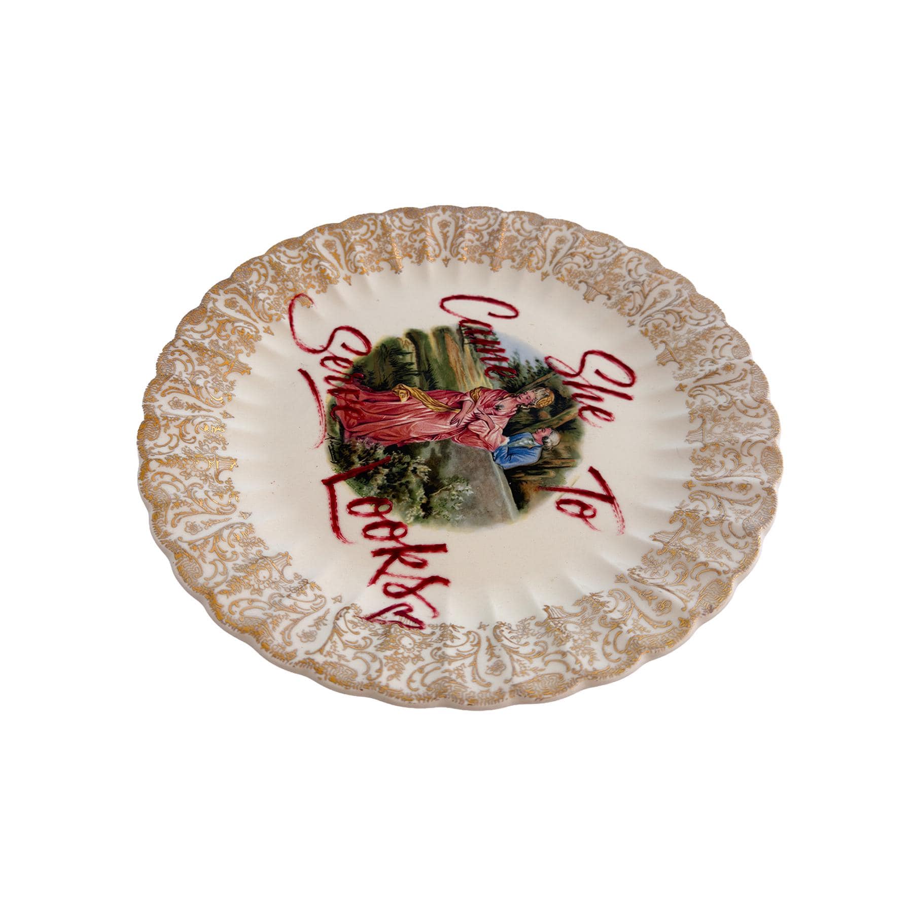 She Came to Serve Looks – Vintage China Southern Belle Wall Art Plate | 22K Gold | Fashion Decor