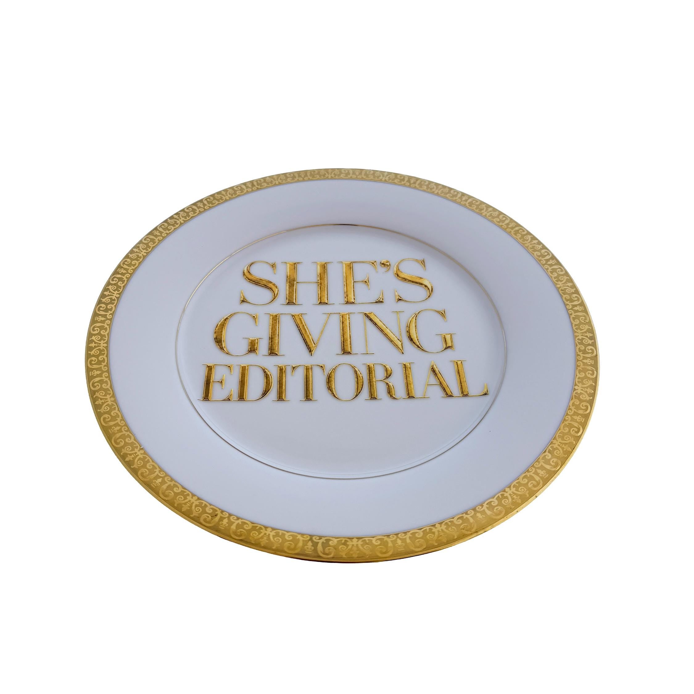 She’s Giving Editorial – Vintage Porcelain Fashion Wall Art Plate | Gold Decor | Bold Wall Art