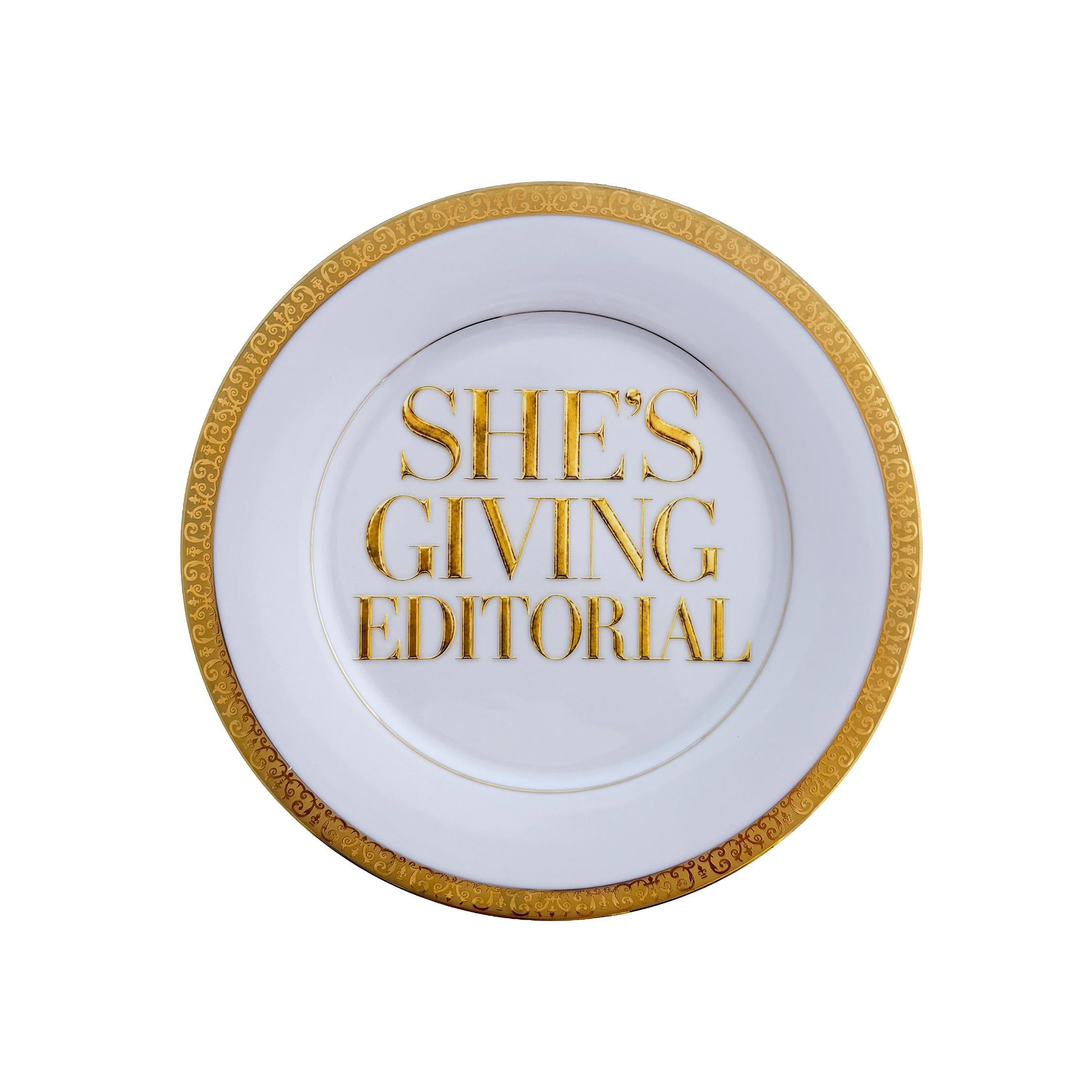 She’s Giving Editorial – Vintage Porcelain Fashion Wall Art Plate | Gold Decor | Bold Wall Art