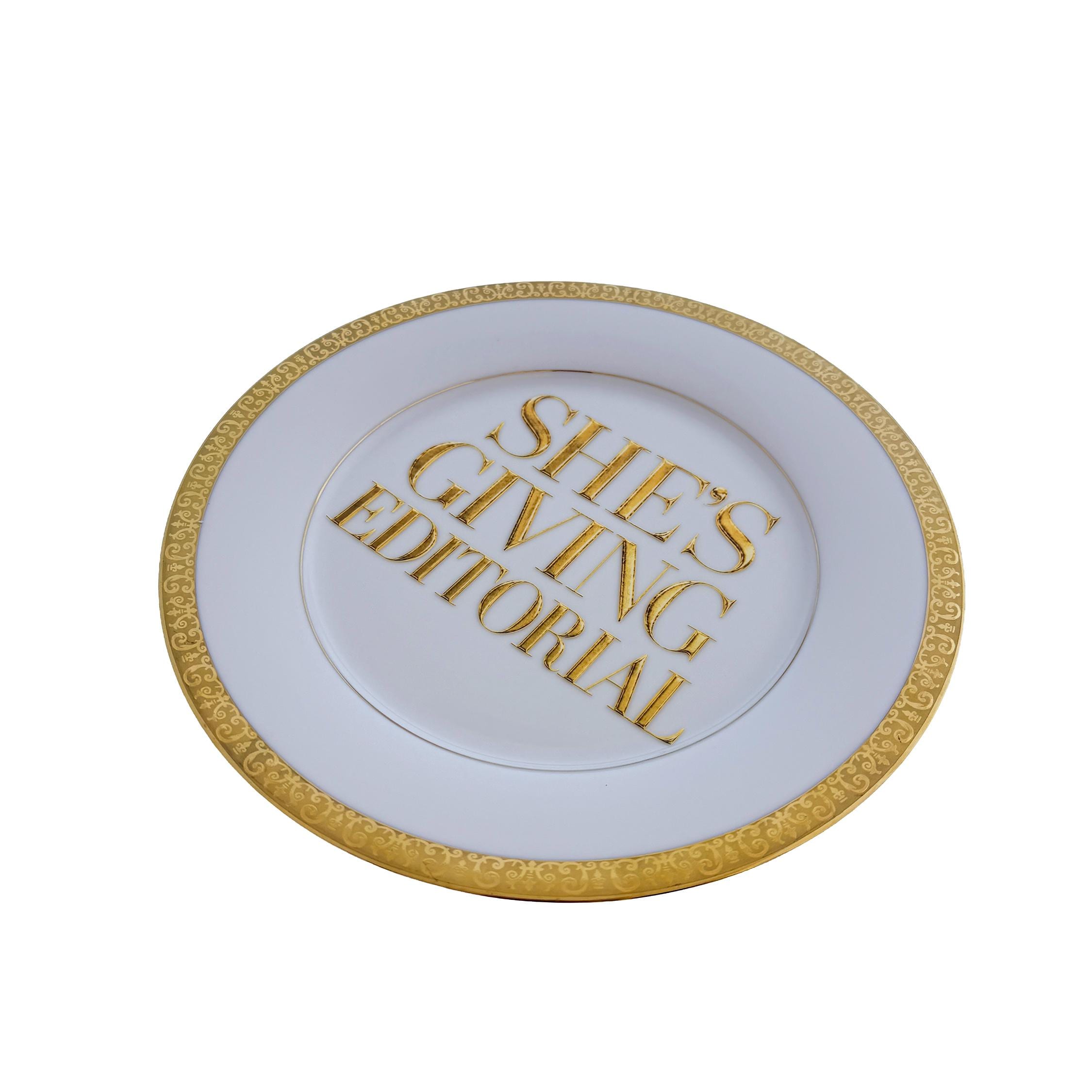 She’s Giving Editorial – Vintage Porcelain Fashion Wall Art Plate | Gold Decor | Bold Wall Art
