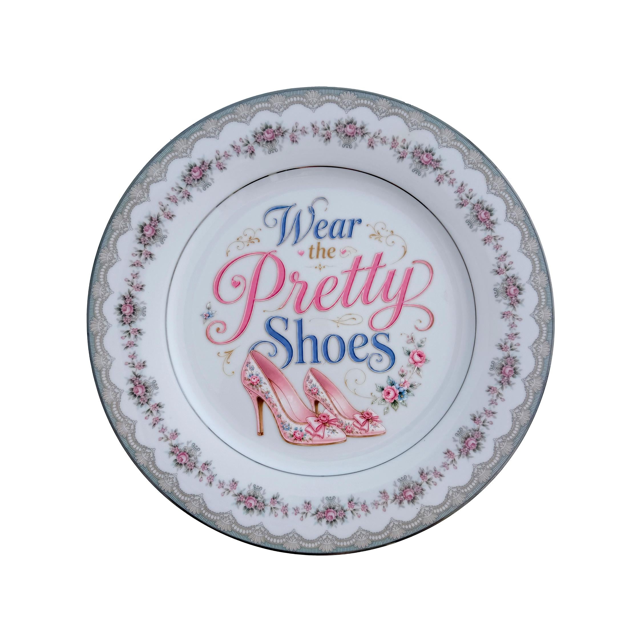 Wear the Pretty Shoes – Vintage China Fashion Wall Art Plate | Shoe Lover Gift | Maximalist Decor