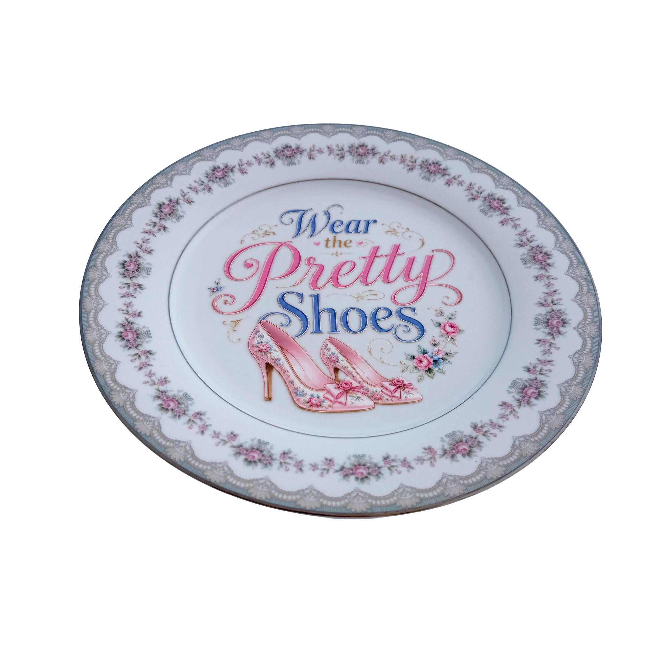 Wear the Pretty Shoes – Vintage China Fashion Wall Art Plate | Shoe Lover Gift | Maximalist Decor