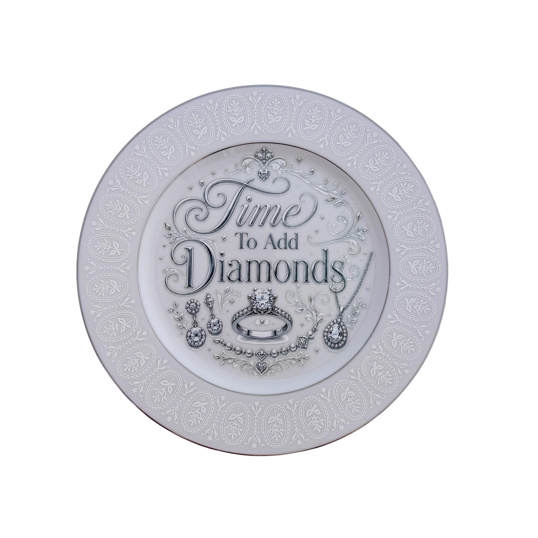 Time to Add Diamonds – Vintage China Fashion Wall Art Plate | Jewelry Decor | Maximalist Wall Art