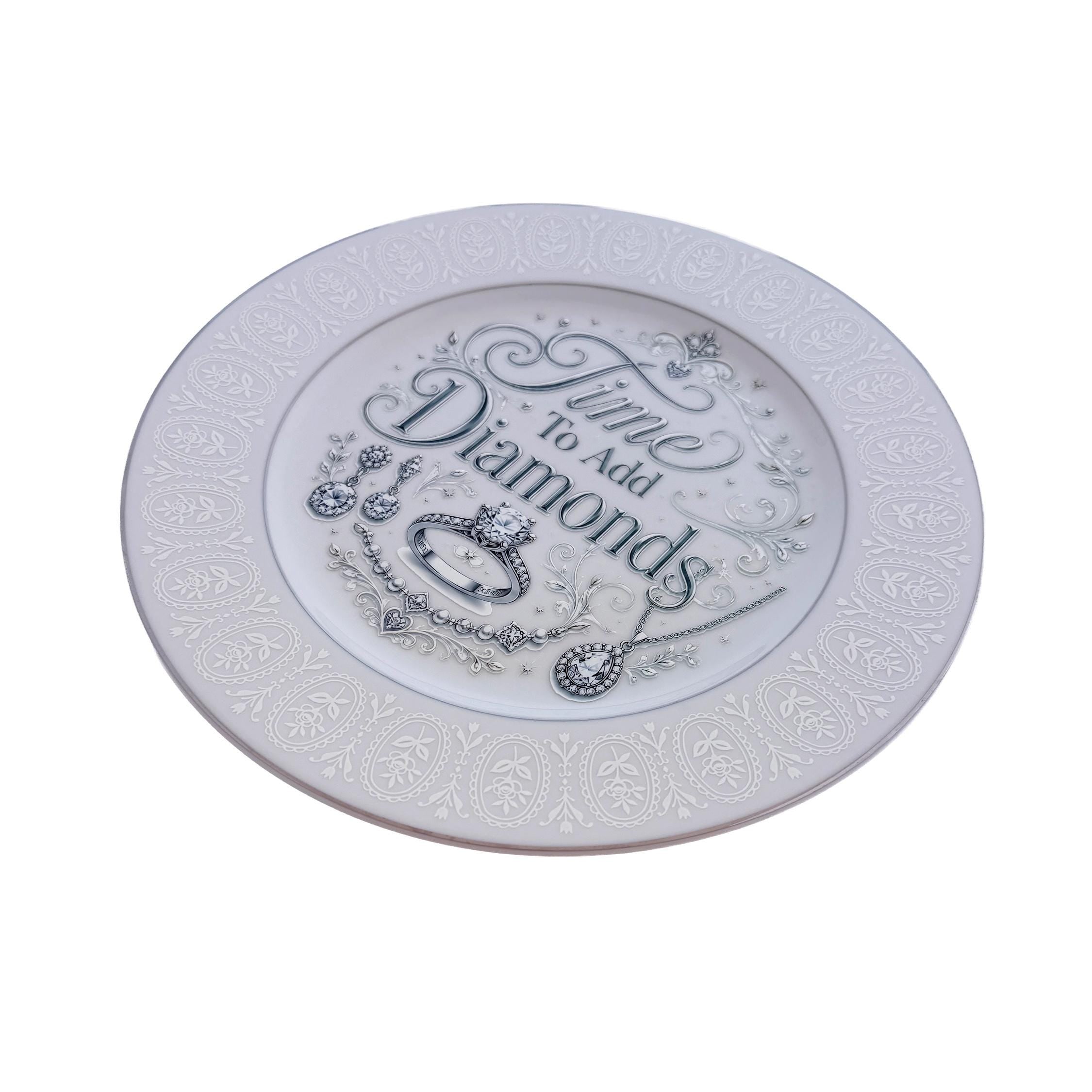Time to Add Diamonds – Vintage China Fashion Wall Art Plate | Jewelry Decor | Maximalist Wall Art
