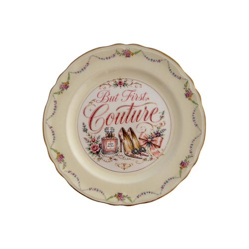 But First, Couture – Fashion Wall Art Plate | Vintage China Decor | Designer Inspired Gift | Maximalist Home Decor