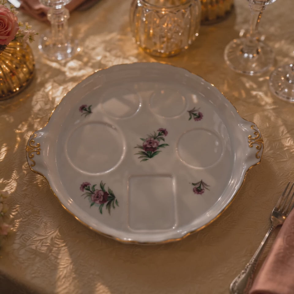 Pink Floral Porcelain Relish Tray Ucagco China 10.5" Made in Japan